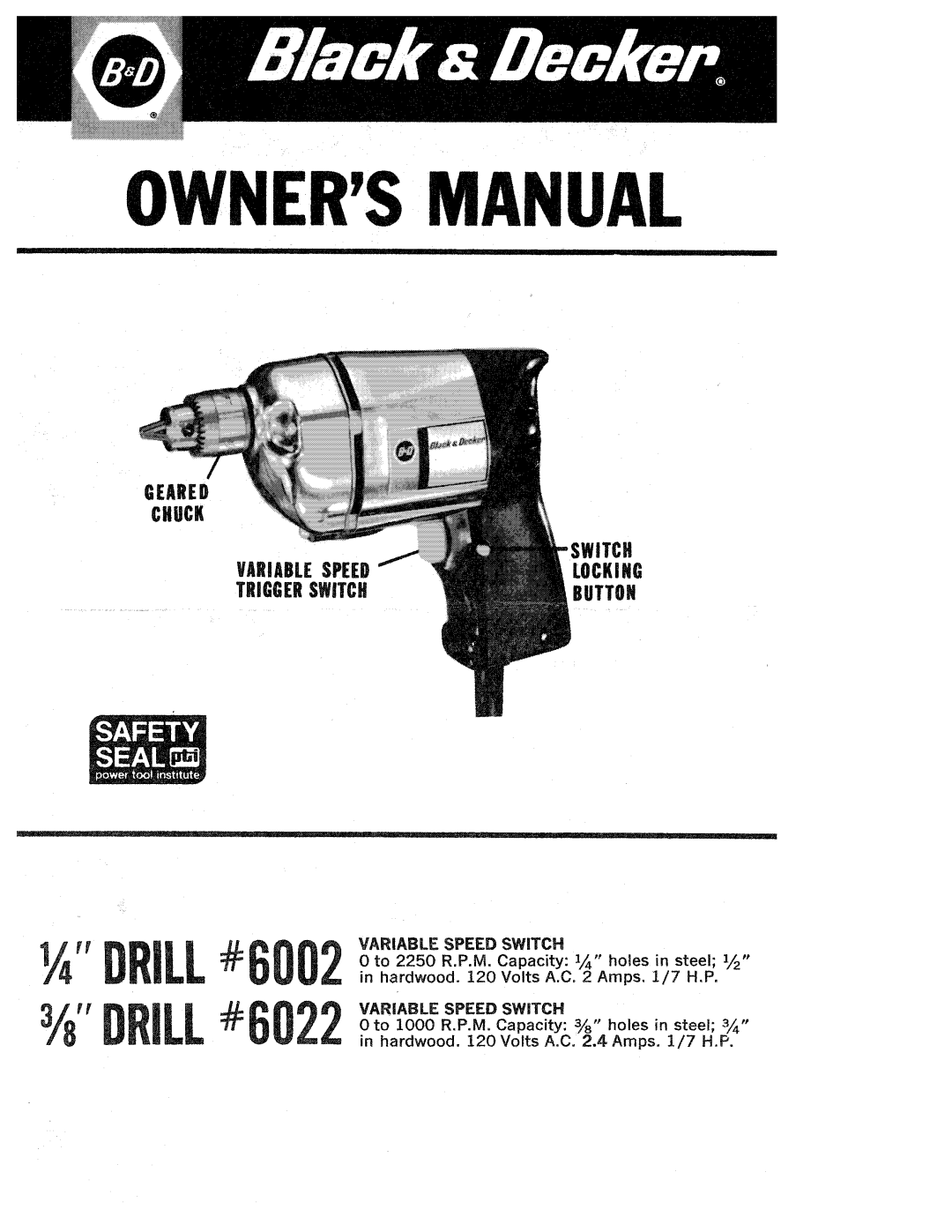 Black & Decker 6022, 6002 manual 