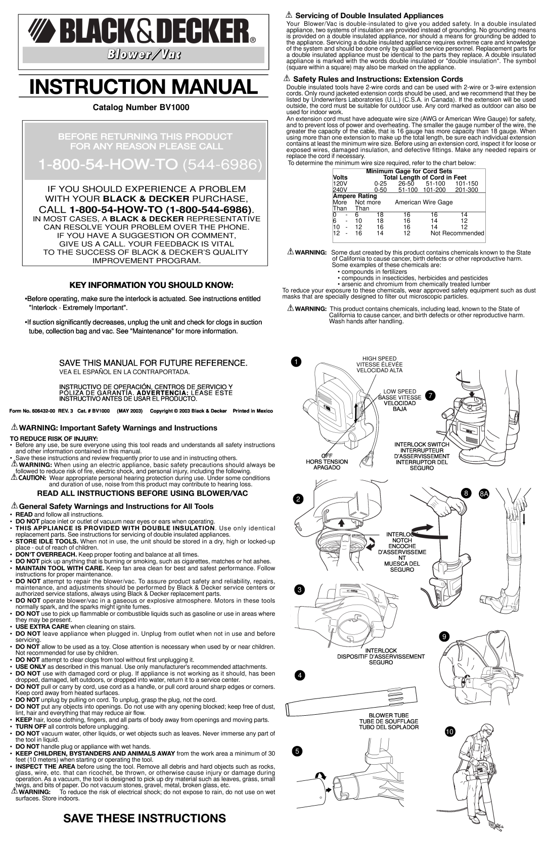 Black & Decker 606432-00 instruction manual Catalog Number BV1000, Key Information You Should Know, 8 8A, How-To 
