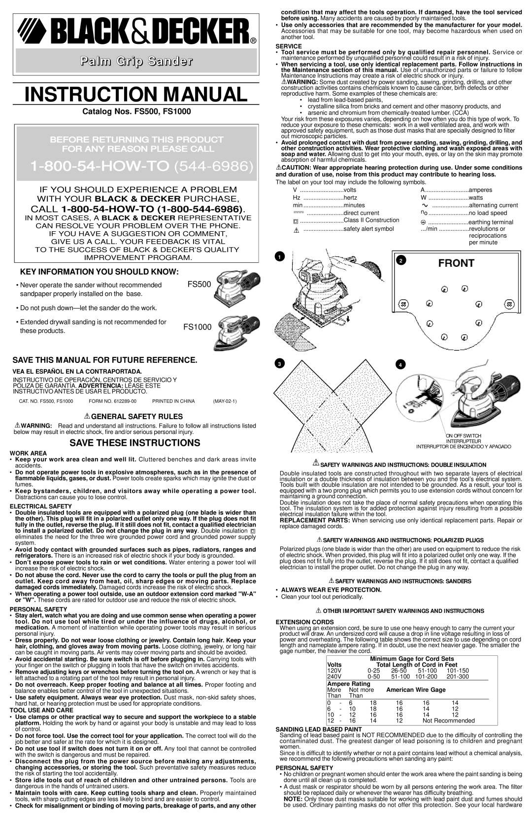 Black & Decker 612289-00 instruction manual Tool USE and Care, Always Wear EYE Protection 