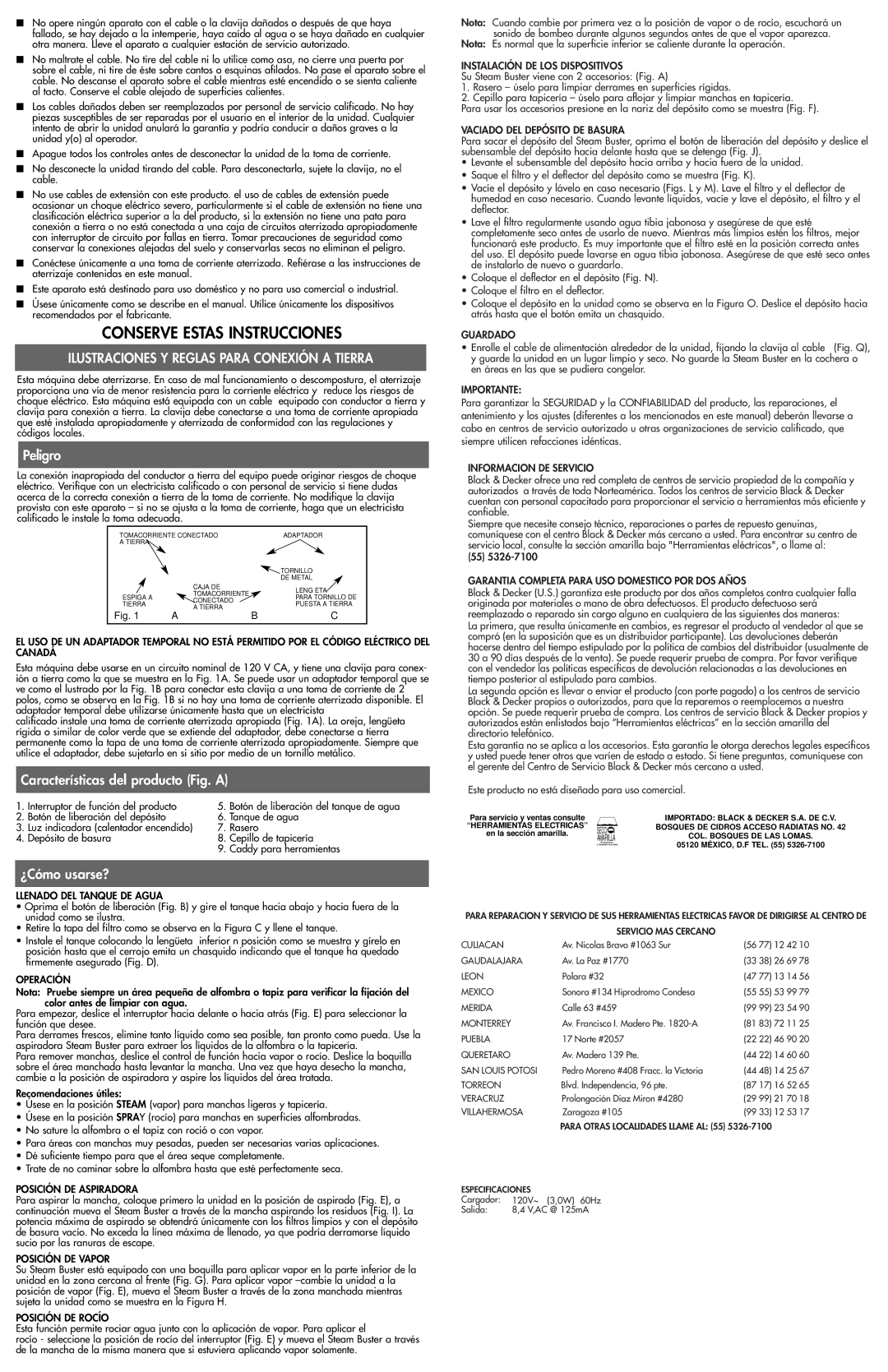 Black & Decker 612736-00 instruction manual Peligro, Características del producto Fig. a, ¿Cómo usarse? 