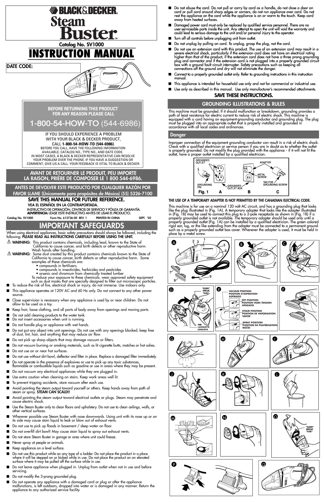 Black & Decker 612736-00 instruction manual Important Safeguards, Avant De Retourner Le Produit, Peu Importe, Danger 