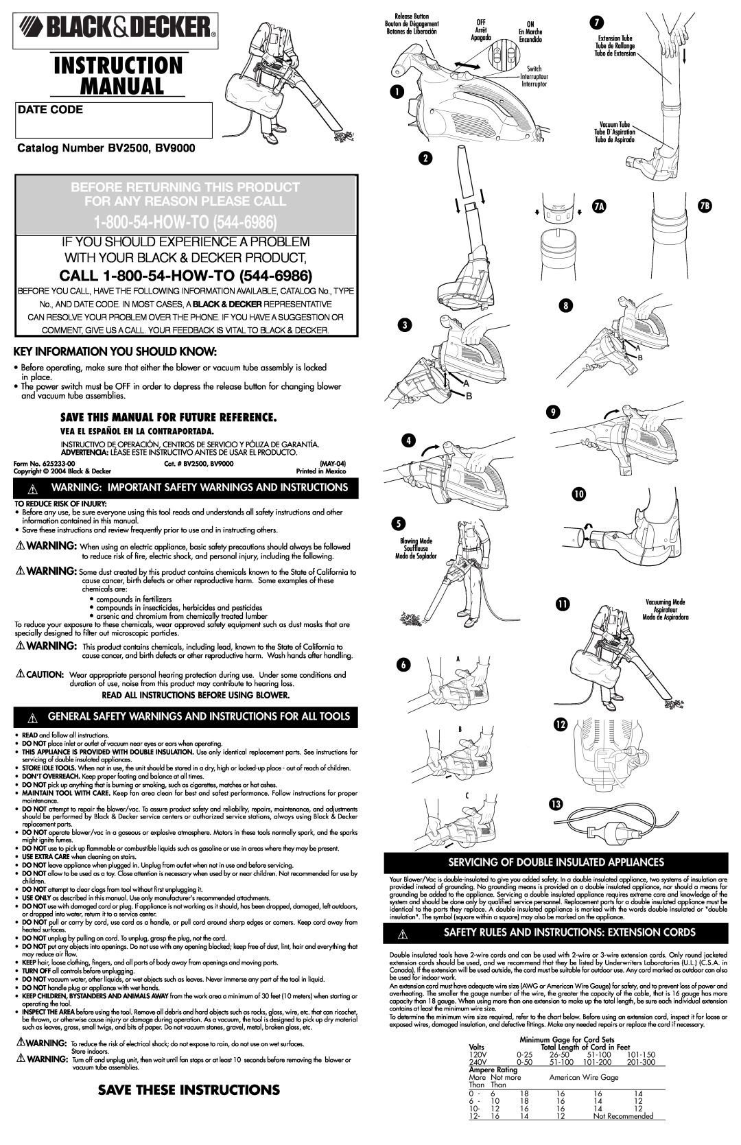Black & Decker 625233-00 instruction manual Key Information You Should Know, How-To, CALL 1-800-54-HOW-TO, Date Code, 7A7B 