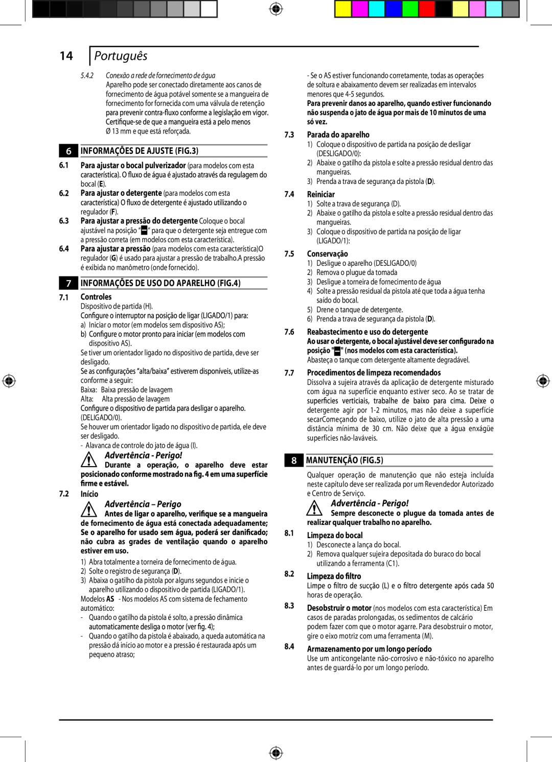 Black & Decker 662275-02, PW1550 instruction manual Português, Informações De Ajuste, Advertência - Perigo, Manutenção 