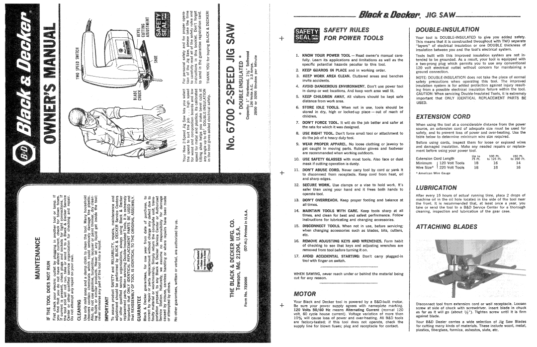 Black & Decker 722066, 6700 manual 