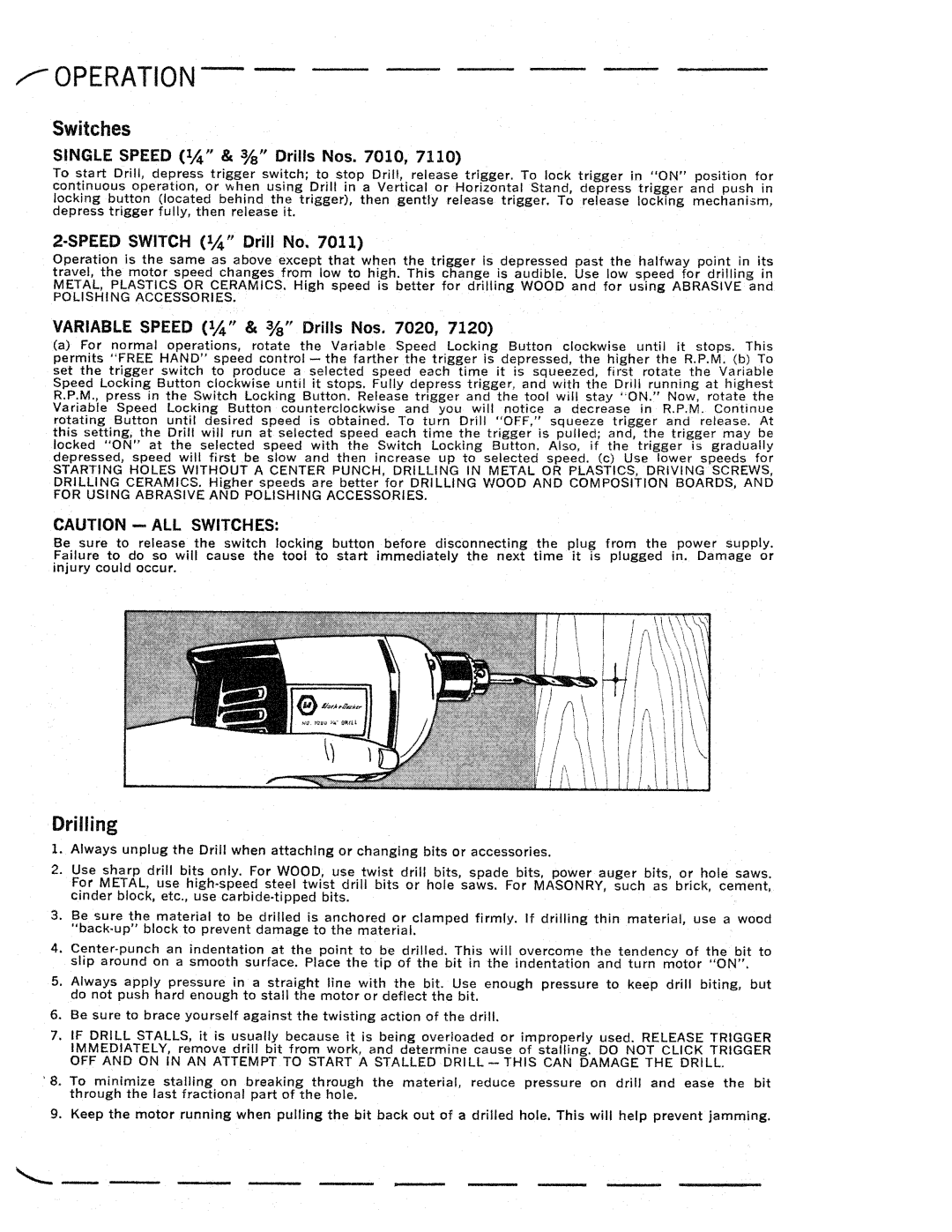 Black & Decker 7011, 7110, 7010, 7020, 7120 manual 