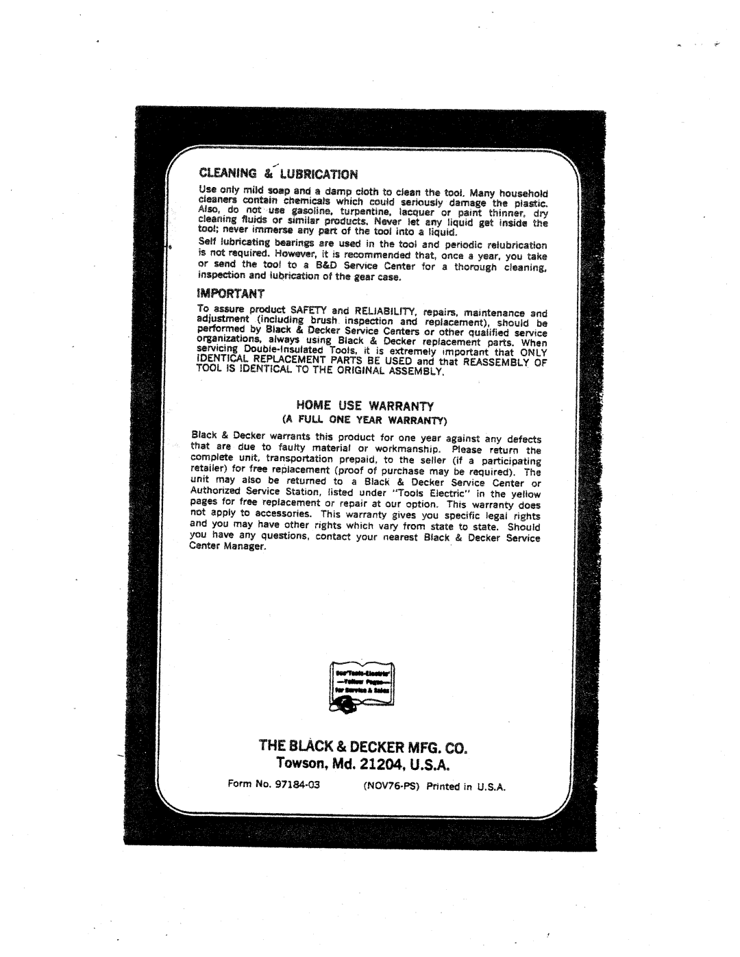 Black & Decker 7114, 7014 manual 