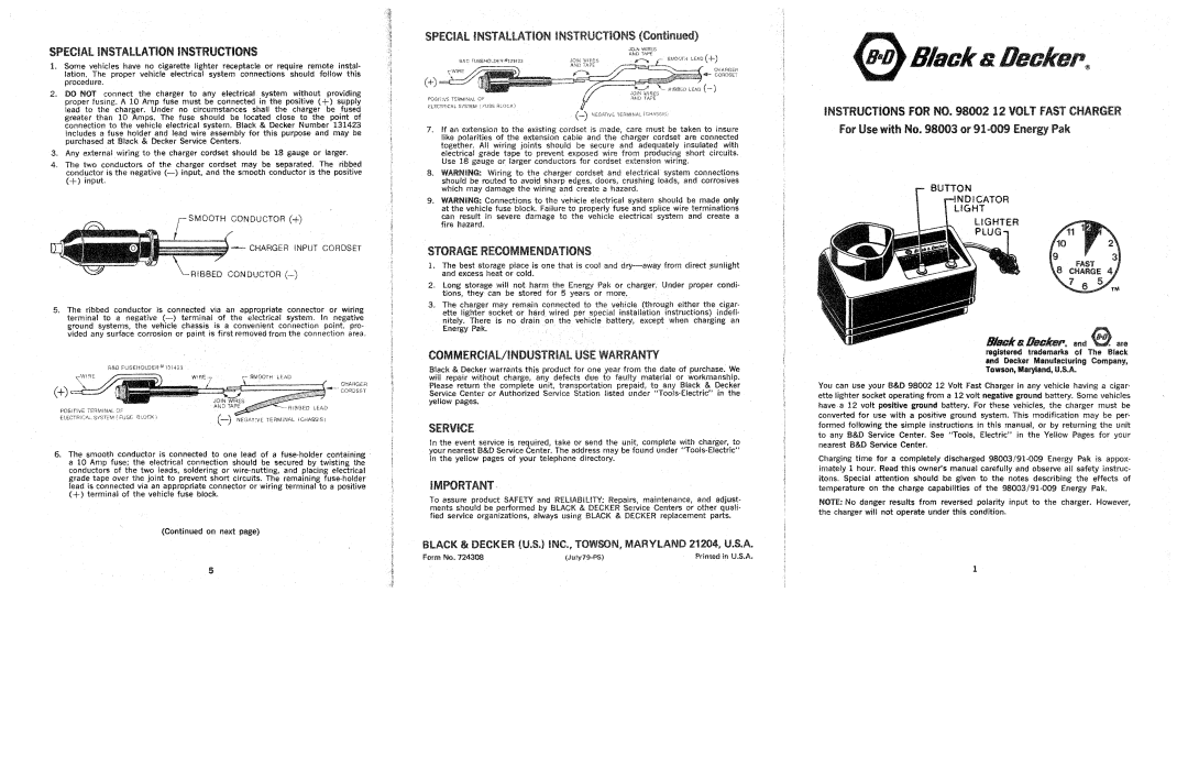 Black & Decker 98002, 724308 manual 