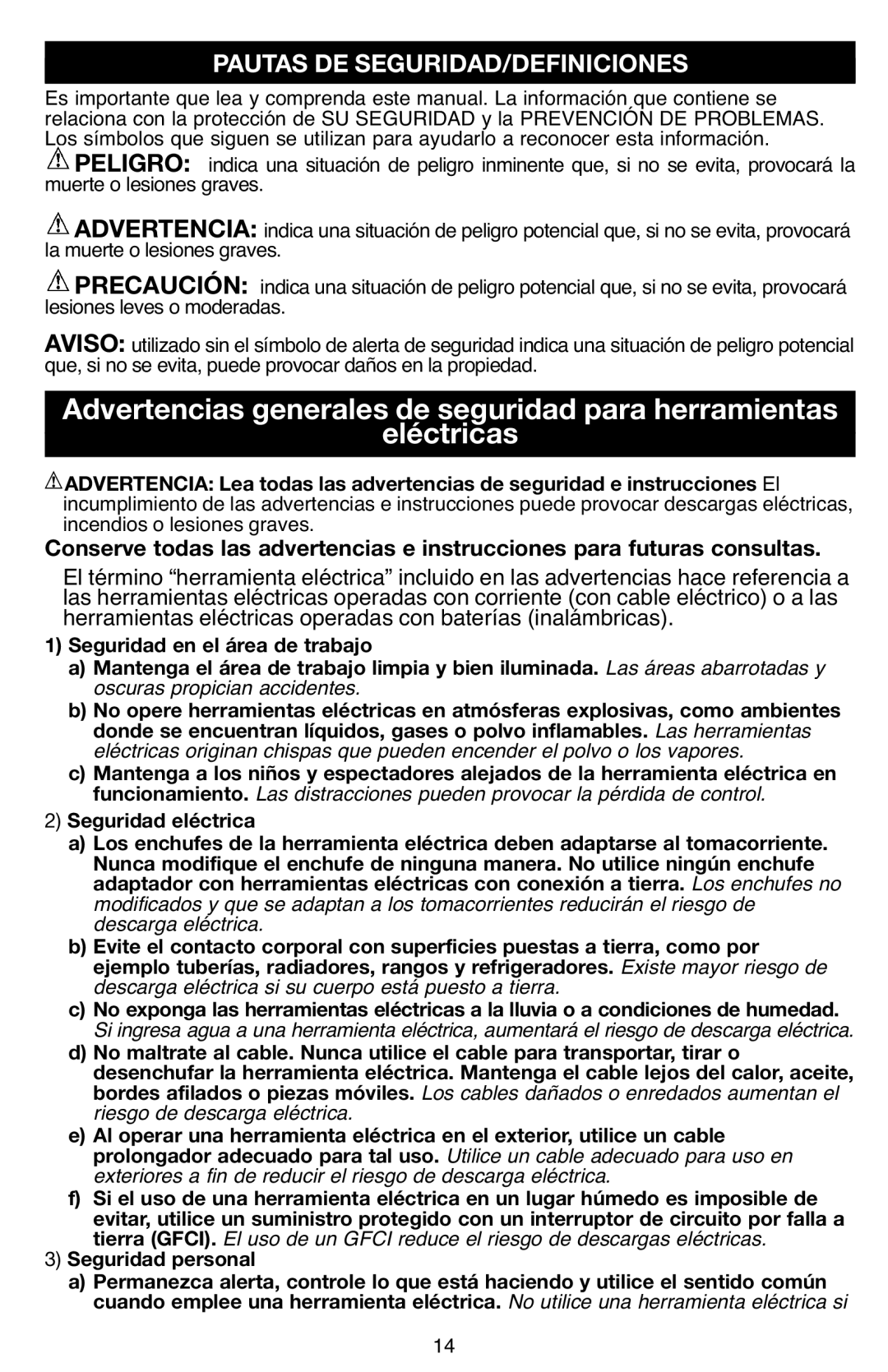 Black & Decker 7252 instruction manual Seguridad eléctrica, Riesgobordesdeafiladosdescargao piezaseléctricamóviles 