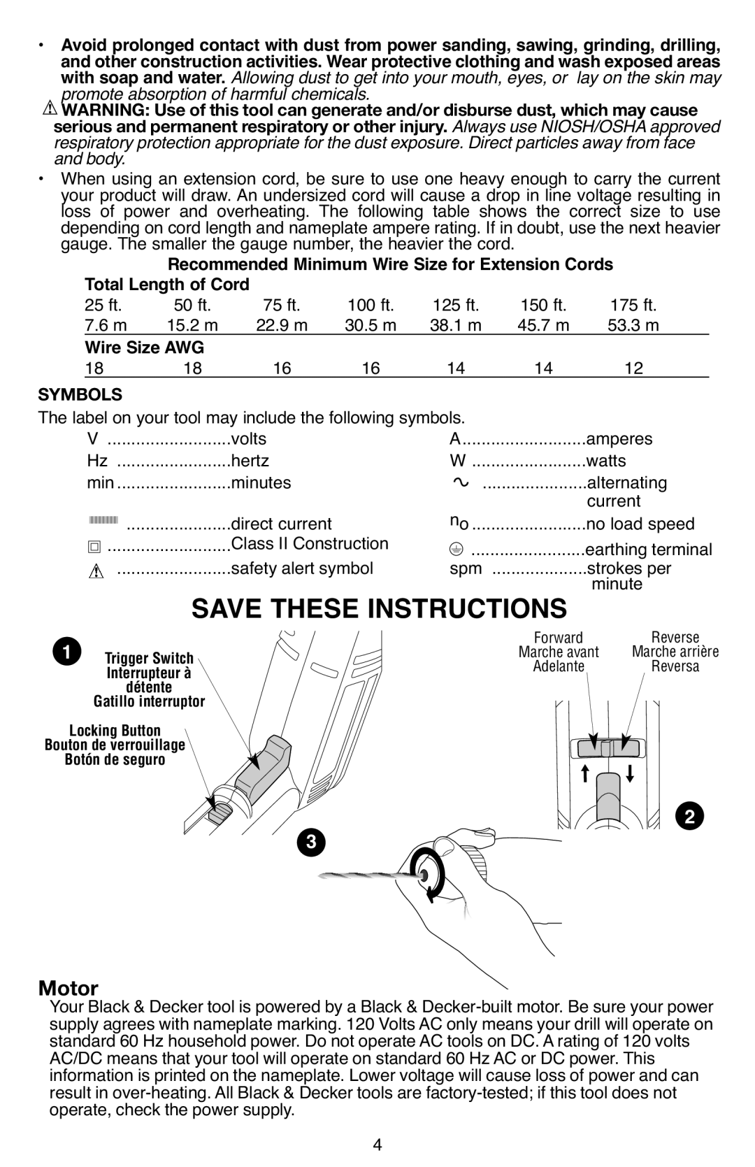 Black & Decker 7252 Promote absorption of harmful chemicals, 75 ft 100 ft 125 ft 150 ft 175 ft, 45.7 m, Amperes 