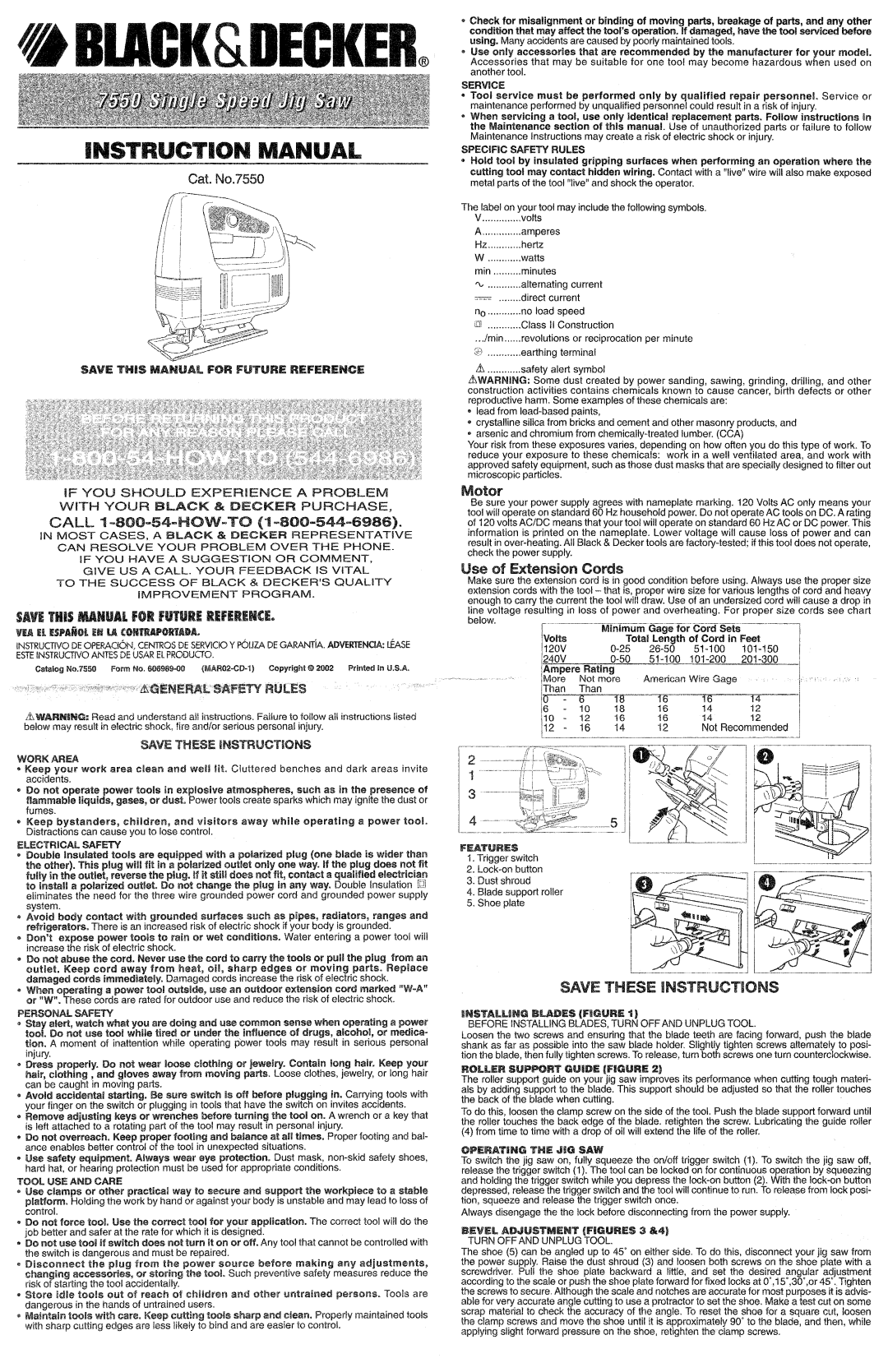 Black & Decker 606989-00, 7550 manual 