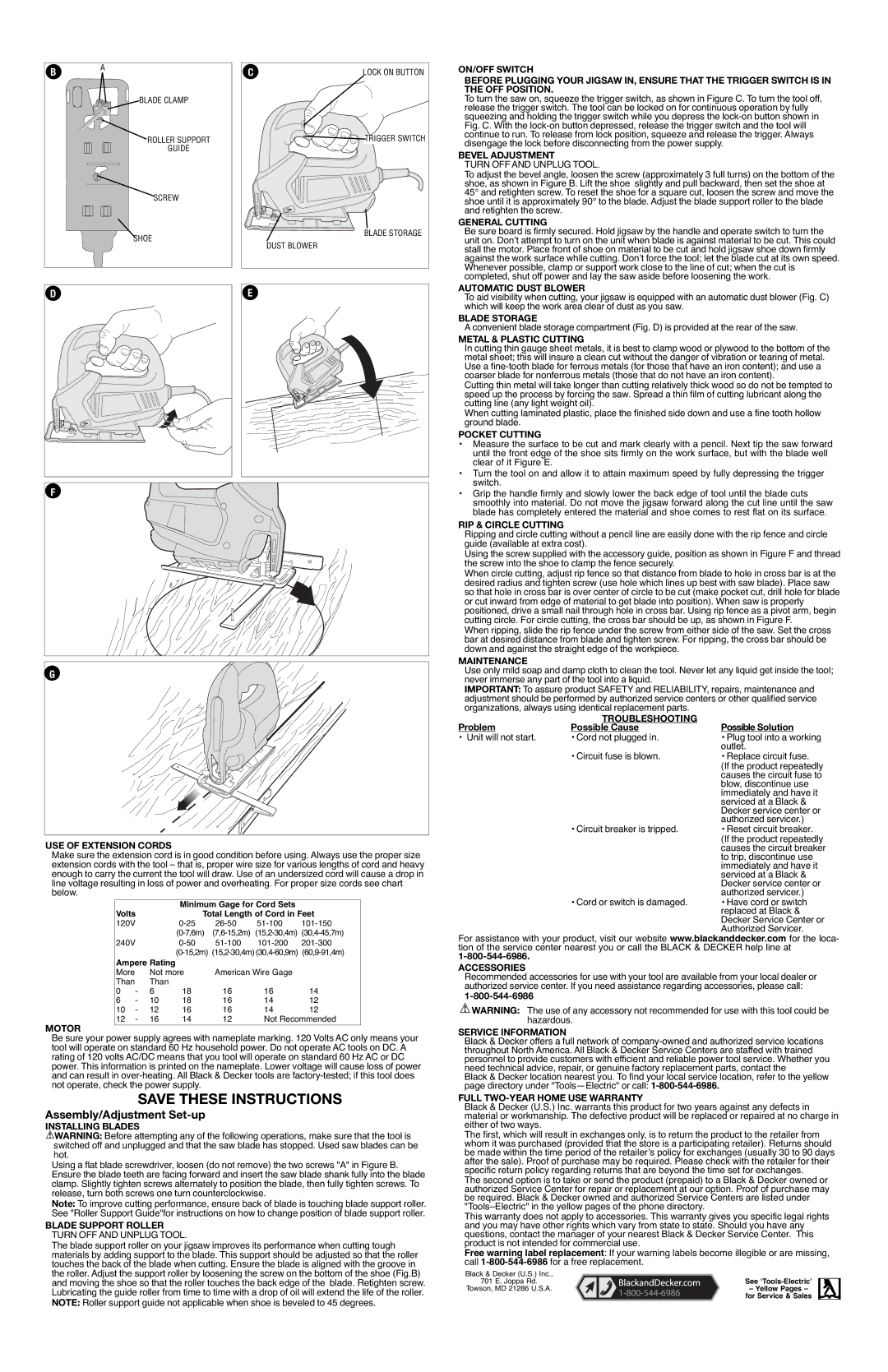 Black & Decker 7662 instruction manual Assembly/Adjustment Set-up 