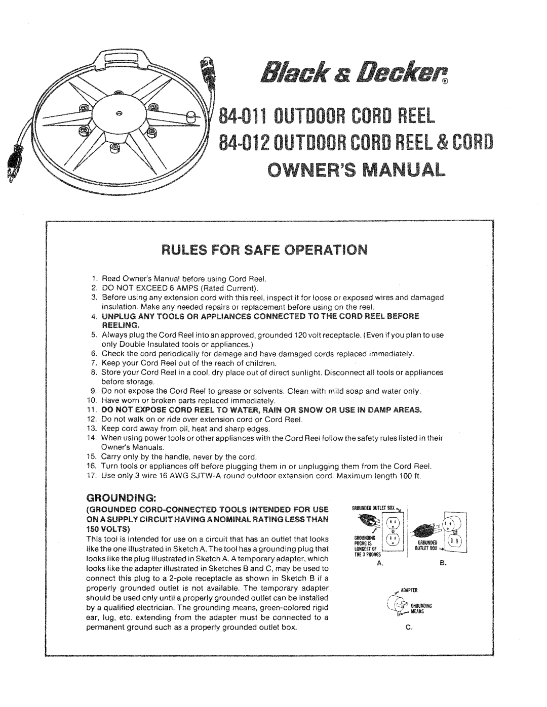 Black & Decker 84-011, 84-012 manual 