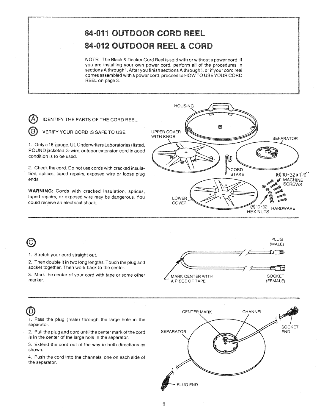 Black & Decker 84-012, 84-011 manual 