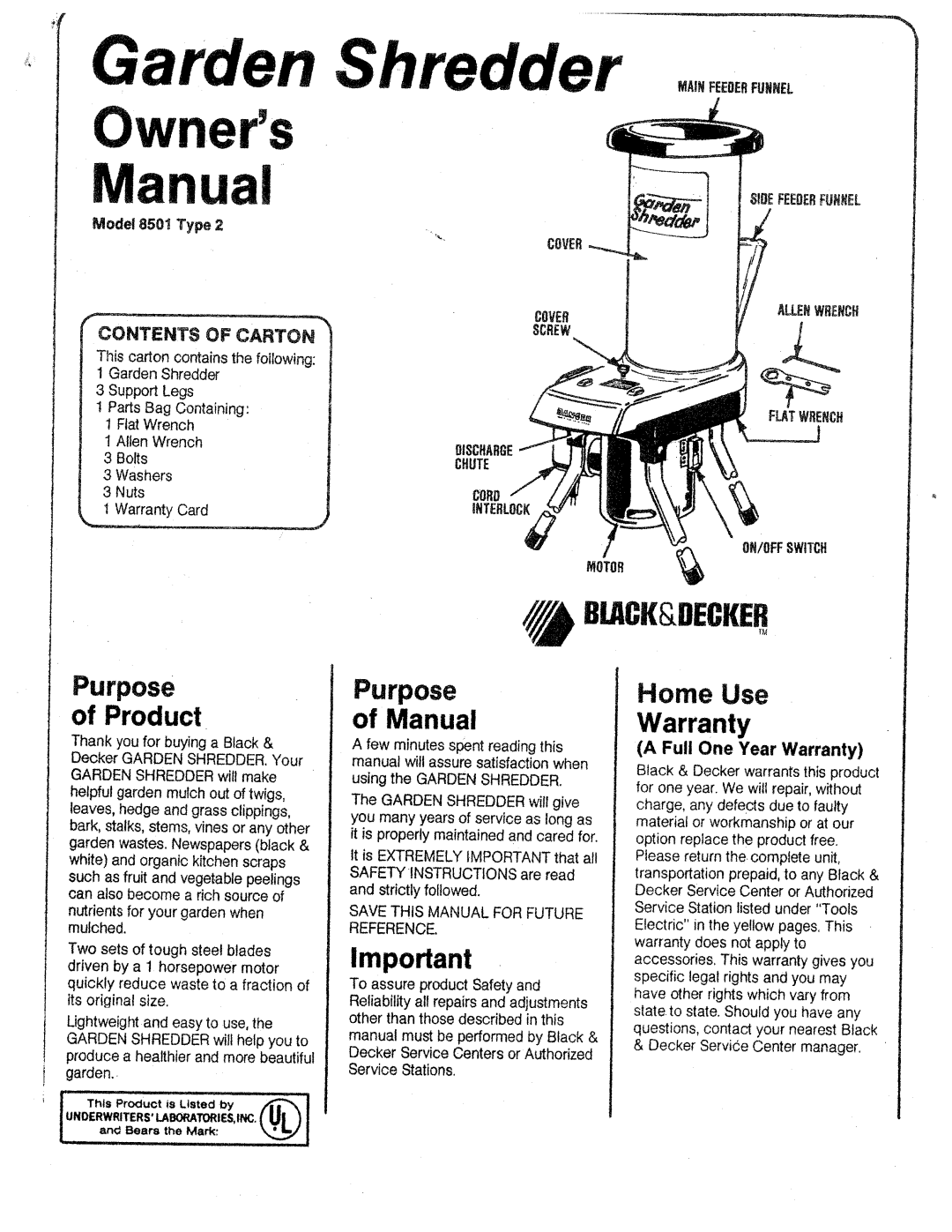 Black & Decker 8501 Type 2 manual 