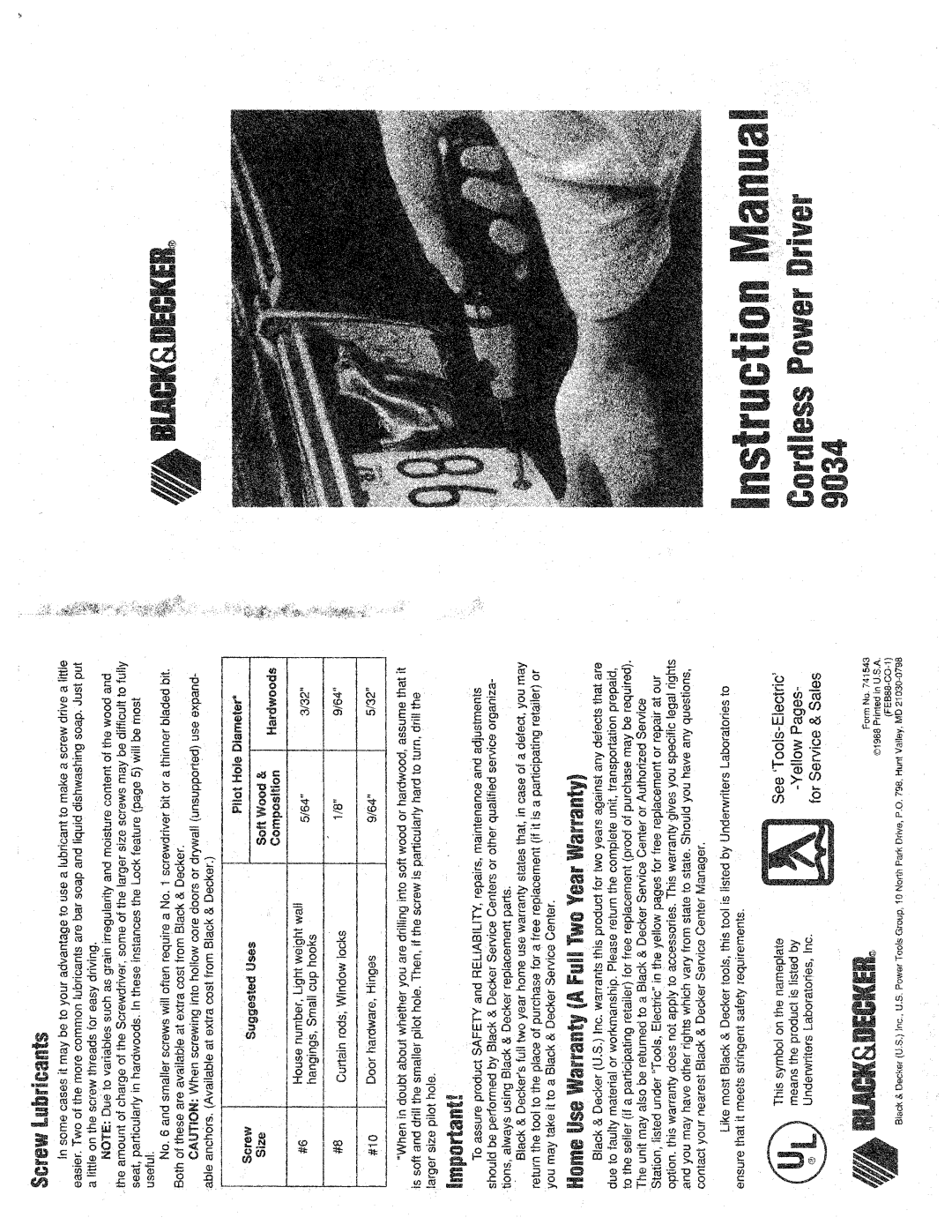 Black & Decker 9034 manual 