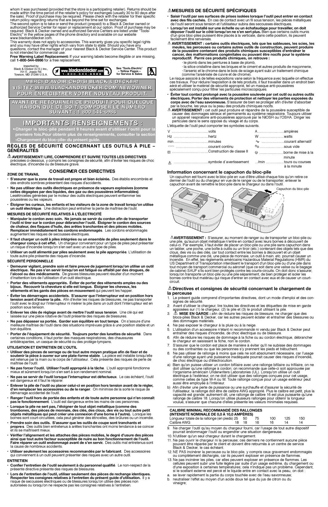 Black & Decker 90501309-00 Règles DE Sécurité Concernant LES Outils À Pile Généralités, Conserver CES Directives 