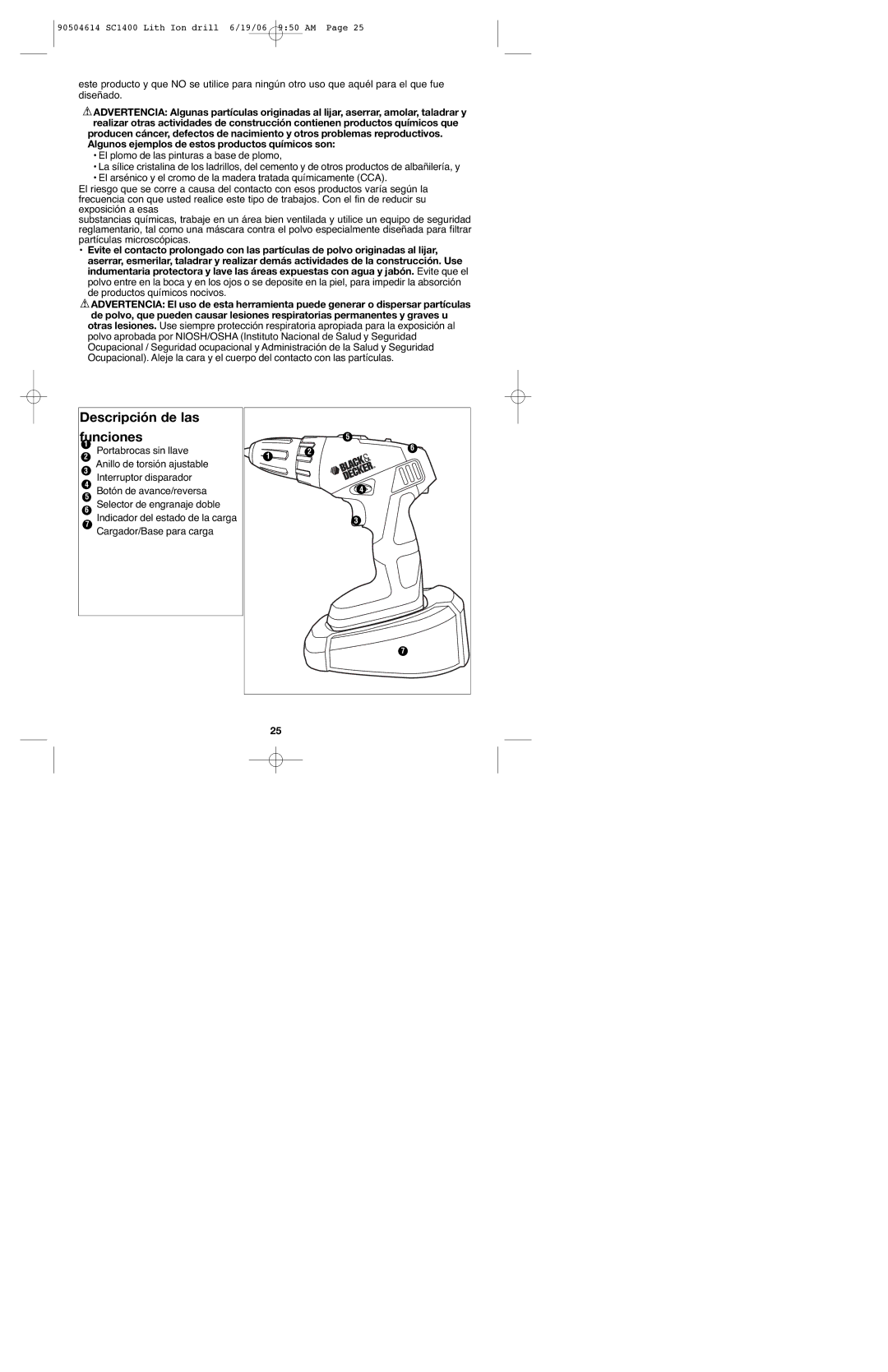 Black & Decker 90504614 instruction manual Descripción de las Funciones 