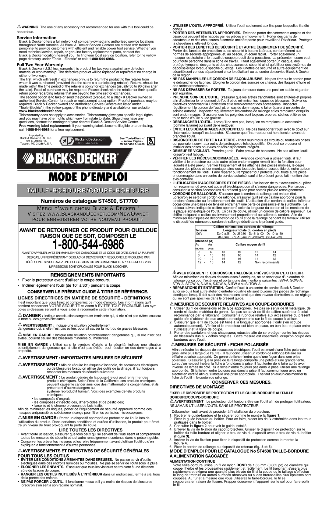 Black & Decker 90508813 Avant De Retourner Ce Produit Pour Quelque, Raison Que Ce Soit, Composer Le, Service Information 