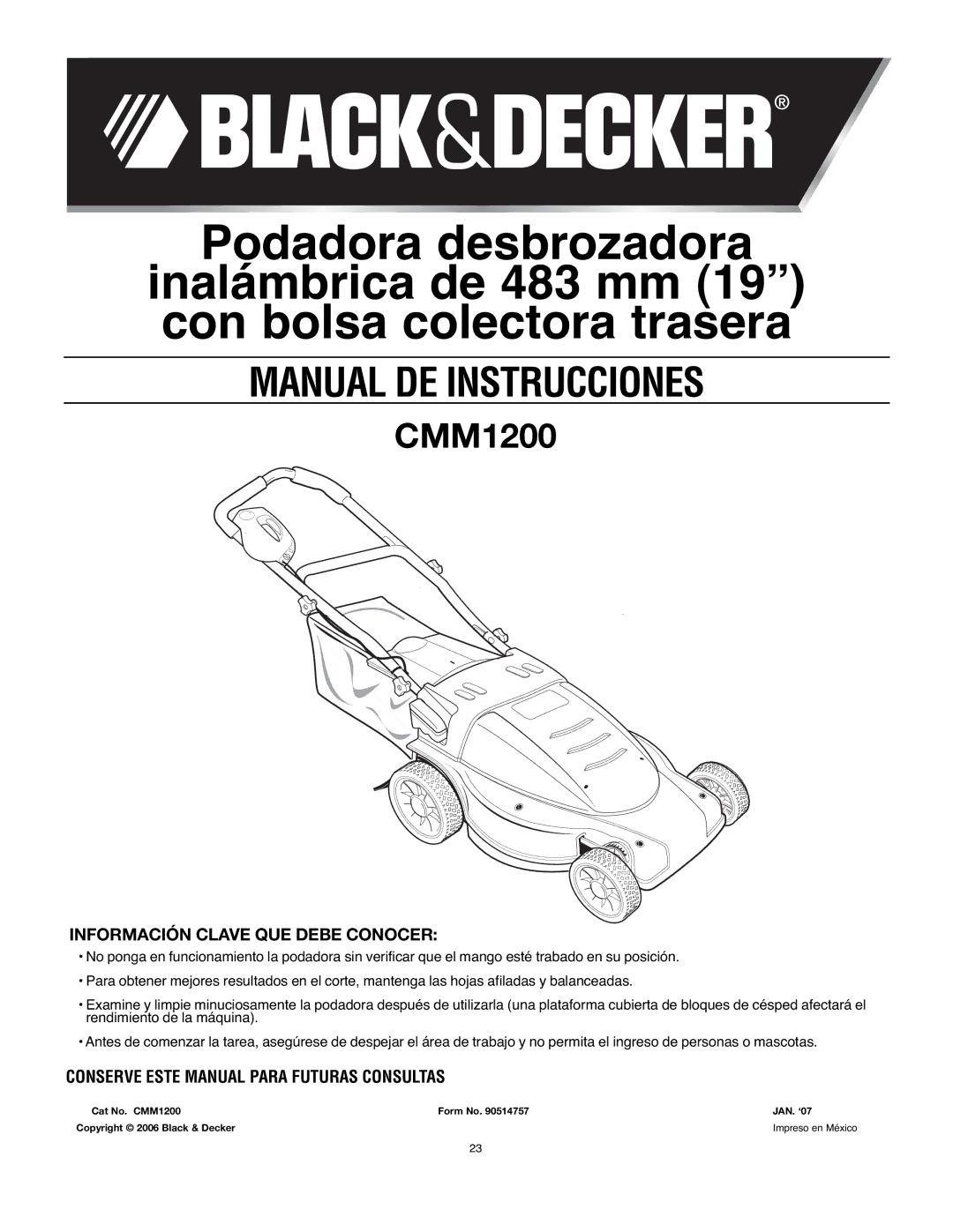 Black & Decker 90514757 instruction manual Información Clave QUE Debe Conocer, Conserve Este Manual Para Futuras Consultas 