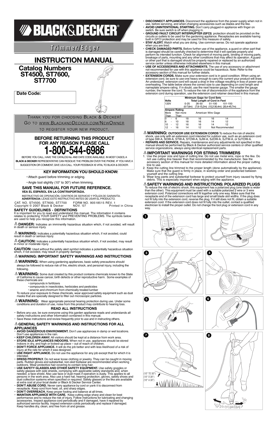 Black & Decker 90518515 instruction manual KEY Information YOU should Know, Save this Manual for Future Reference 