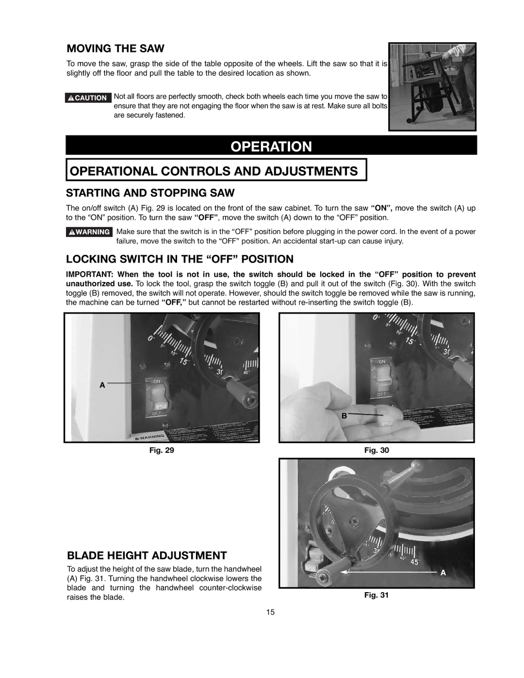 Black & Decker 90521029 instruction manual Operational Controls and Adjustments 