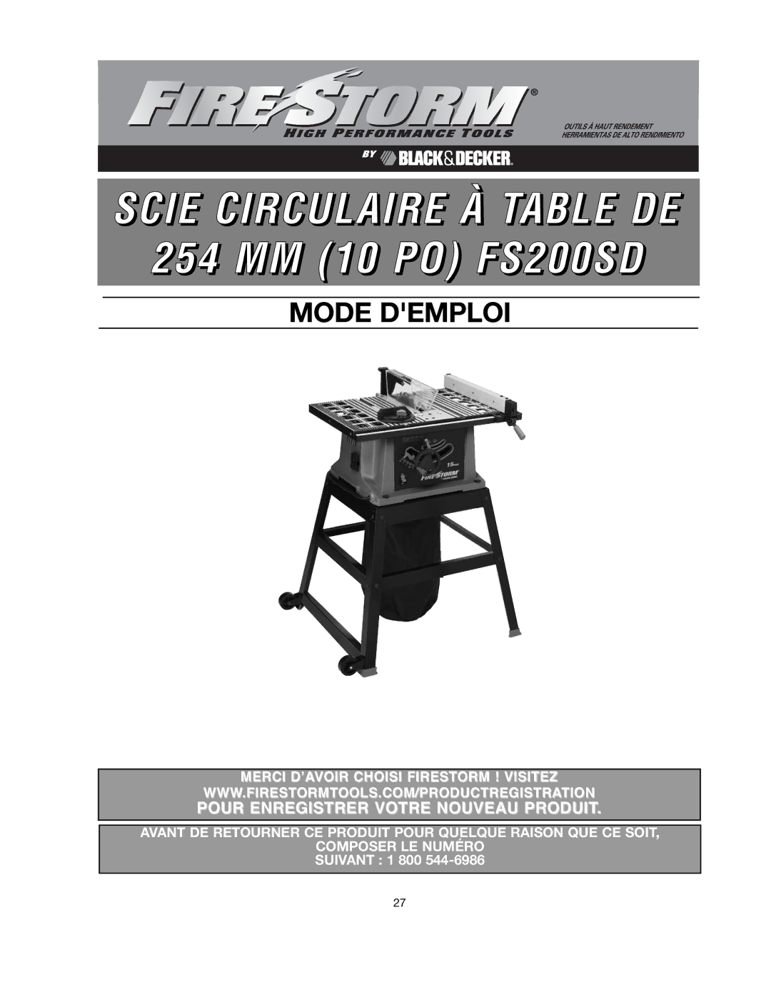 Black & Decker 90521029 instruction manual Scie Circulaire À Table DE 254 MM 10 PO FS200SD 