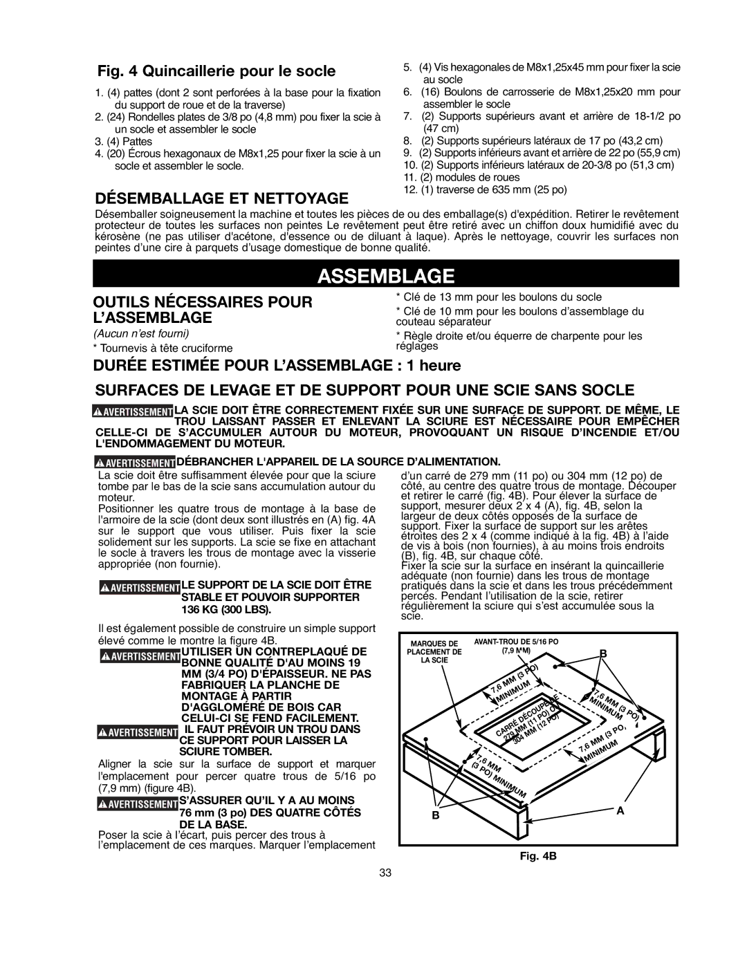 Black & Decker 90521029 Assemblage, Désemballage ET Nettoyage, Outils Nécessaires Pour L’ASSEMBLAGE, DE LA Base 