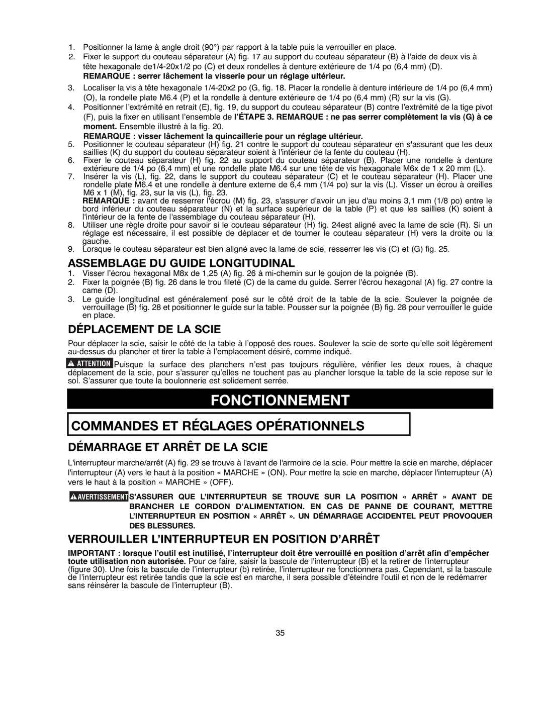 Black & Decker 90521029 instruction manual Fonctionnement, Commandes ET Réglages Opérationnels 