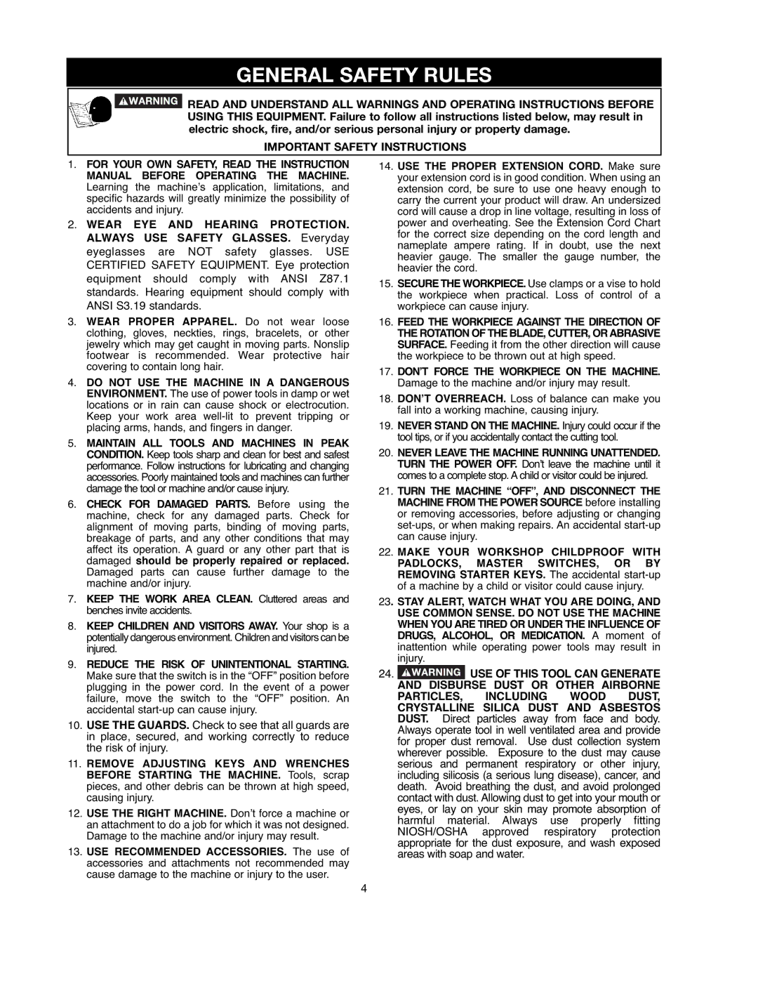 Black & Decker 90521029 instruction manual General Safety Rules, Important Safety Instructions 