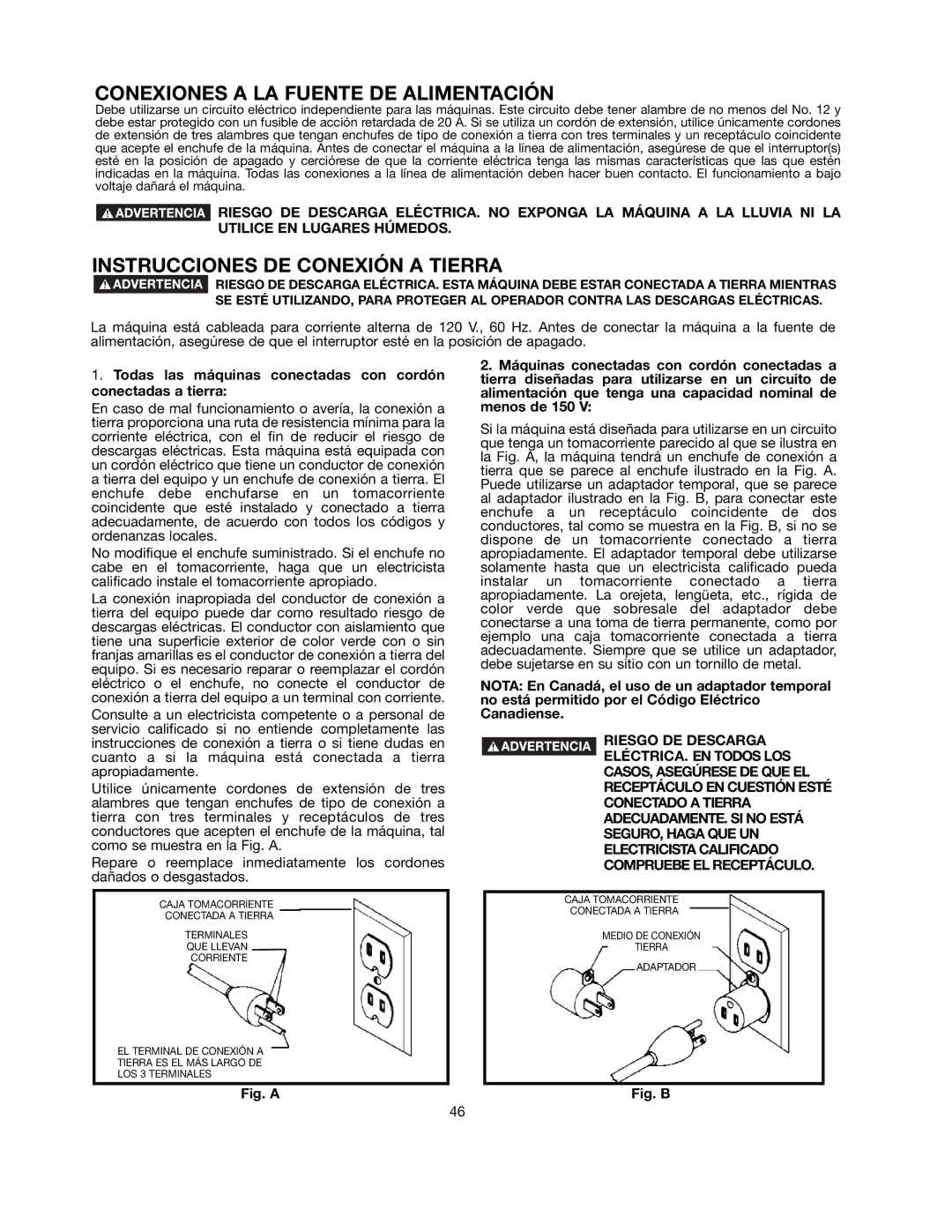 Black & Decker 90521029 instruction manual Conexiones a LA Fuente DE Alimentación, Instrucciones DE Conexión a Tierra 