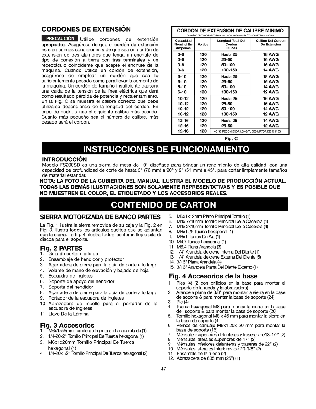 Black & Decker 90521029 instruction manual Instrucciones DE Funcionamiento, Contenido DE Carton, Cordones DE Extensión 