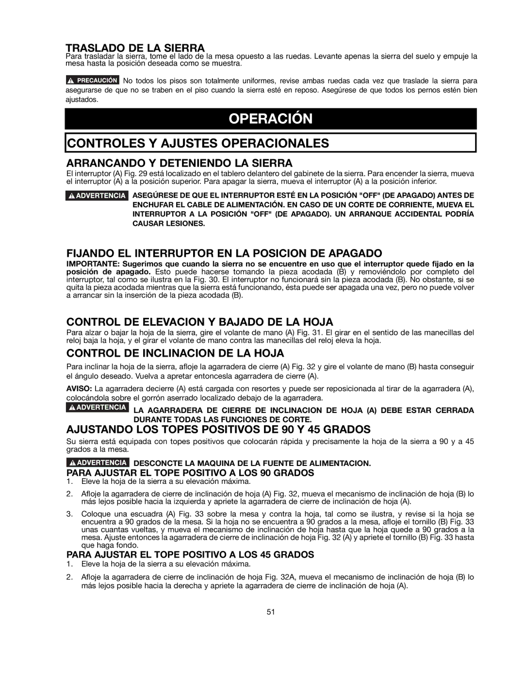 Black & Decker 90521029 instruction manual Operación, Controles Y Ajustes Operacionales 