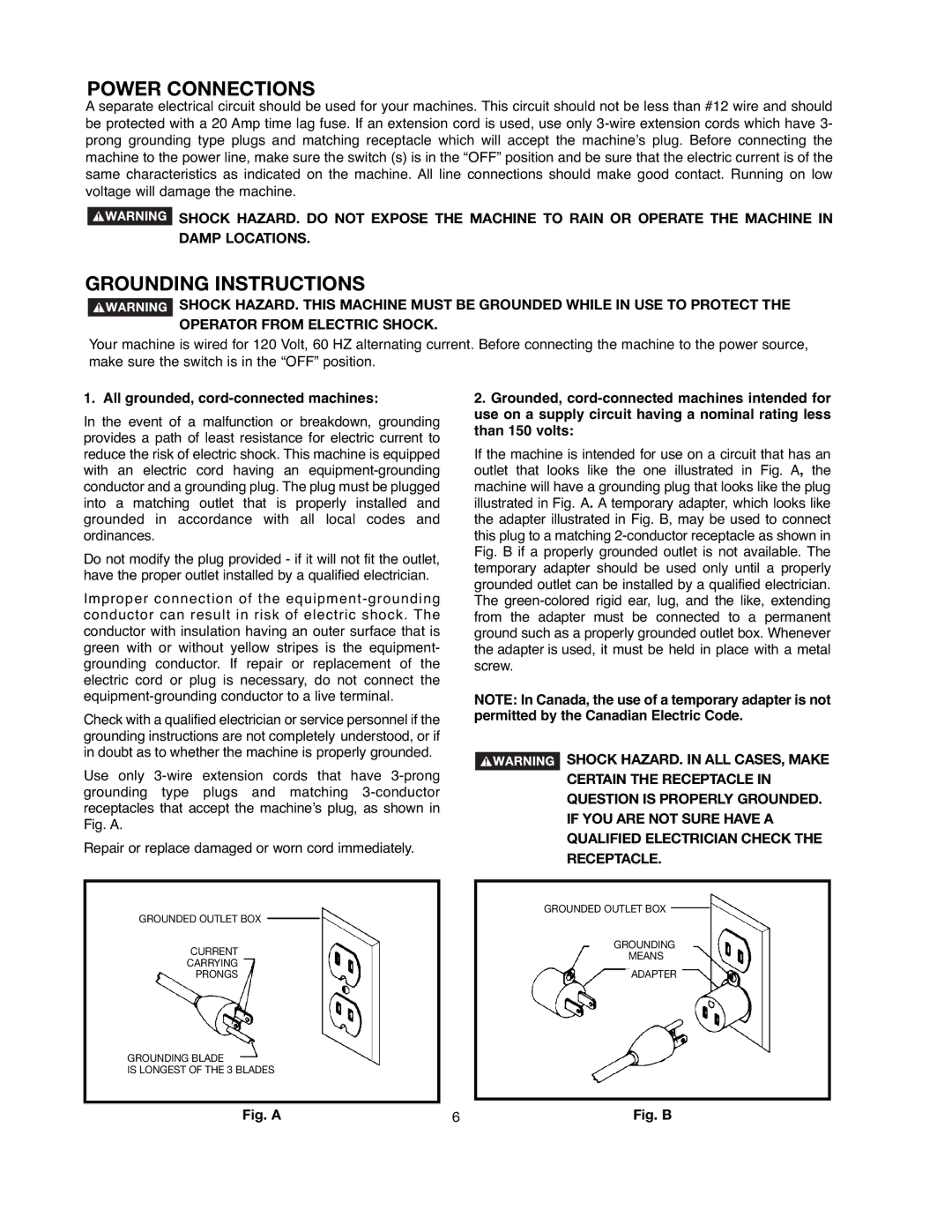 Black & Decker 90521029 instruction manual Power Connections, Grounding Instructions 