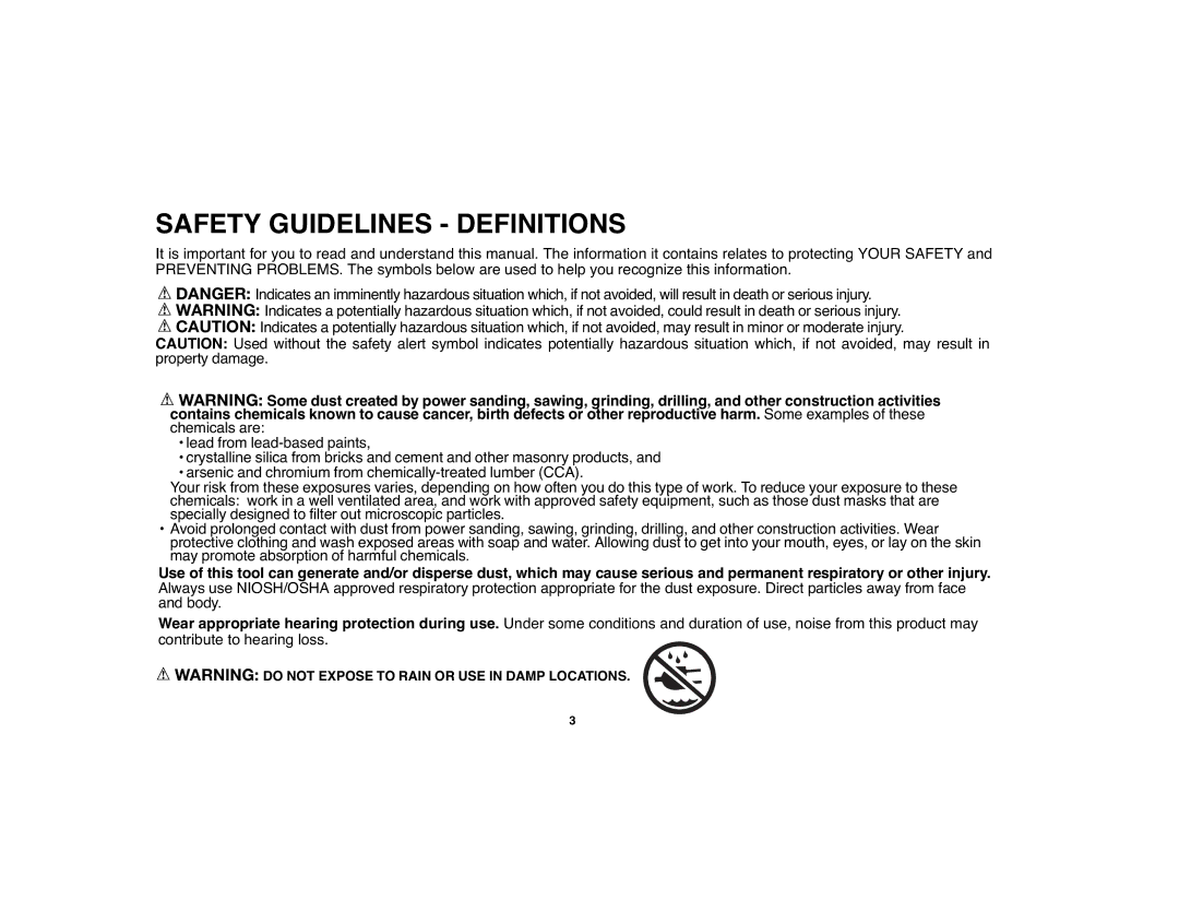 Black & Decker 90528012 instruction manual Safety Guidelines Definitions 