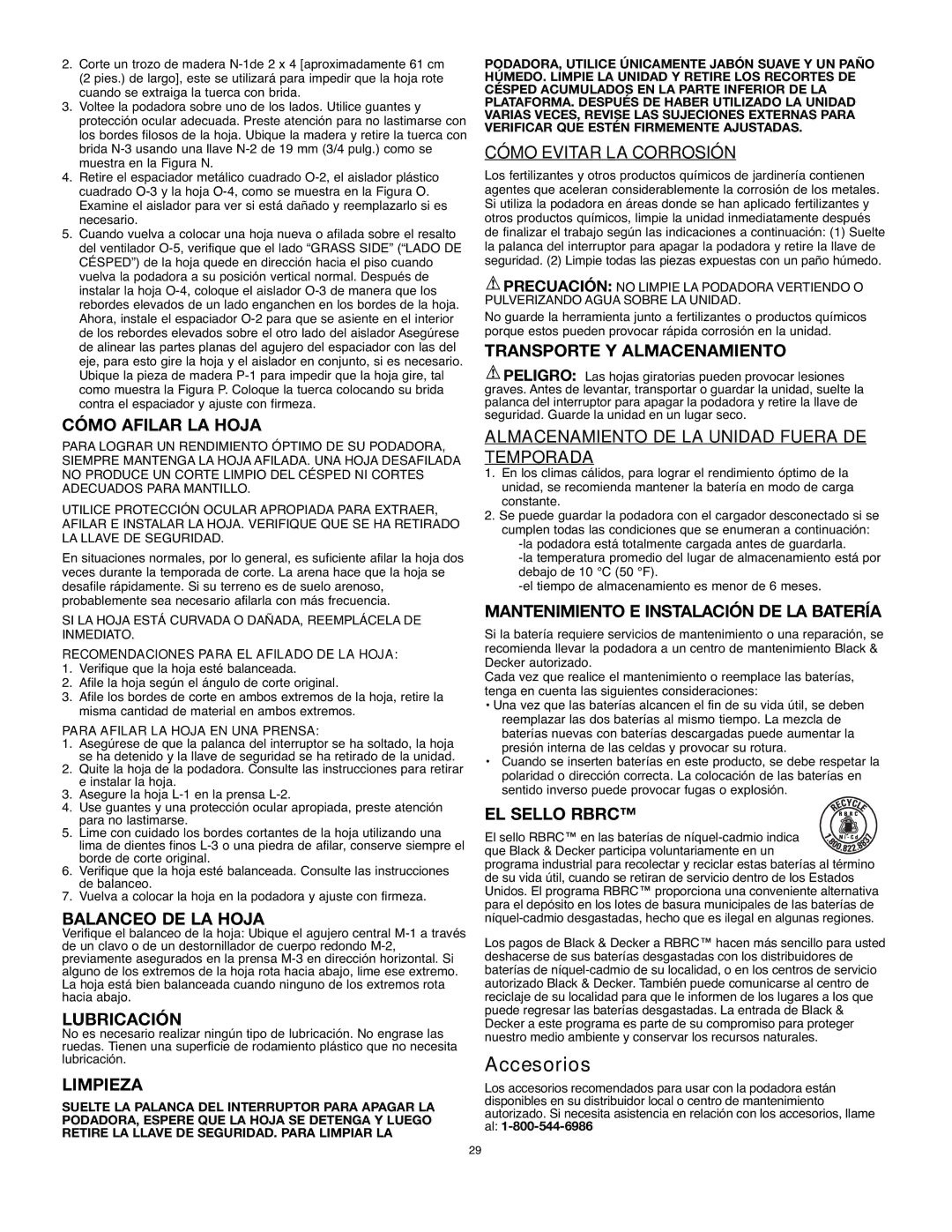 Black & Decker 90531291 instruction manual Cómo Evitar LA Corrosión, Almacenamiento DE LA Unidad Fuera DE Temporada 