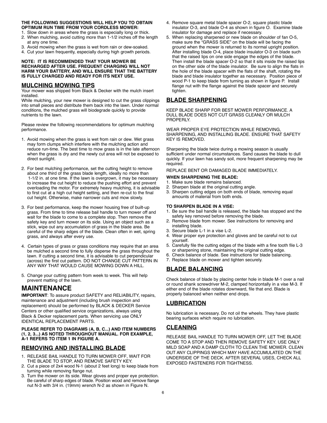 Black & Decker 90541667 instruction manual Maintenance 