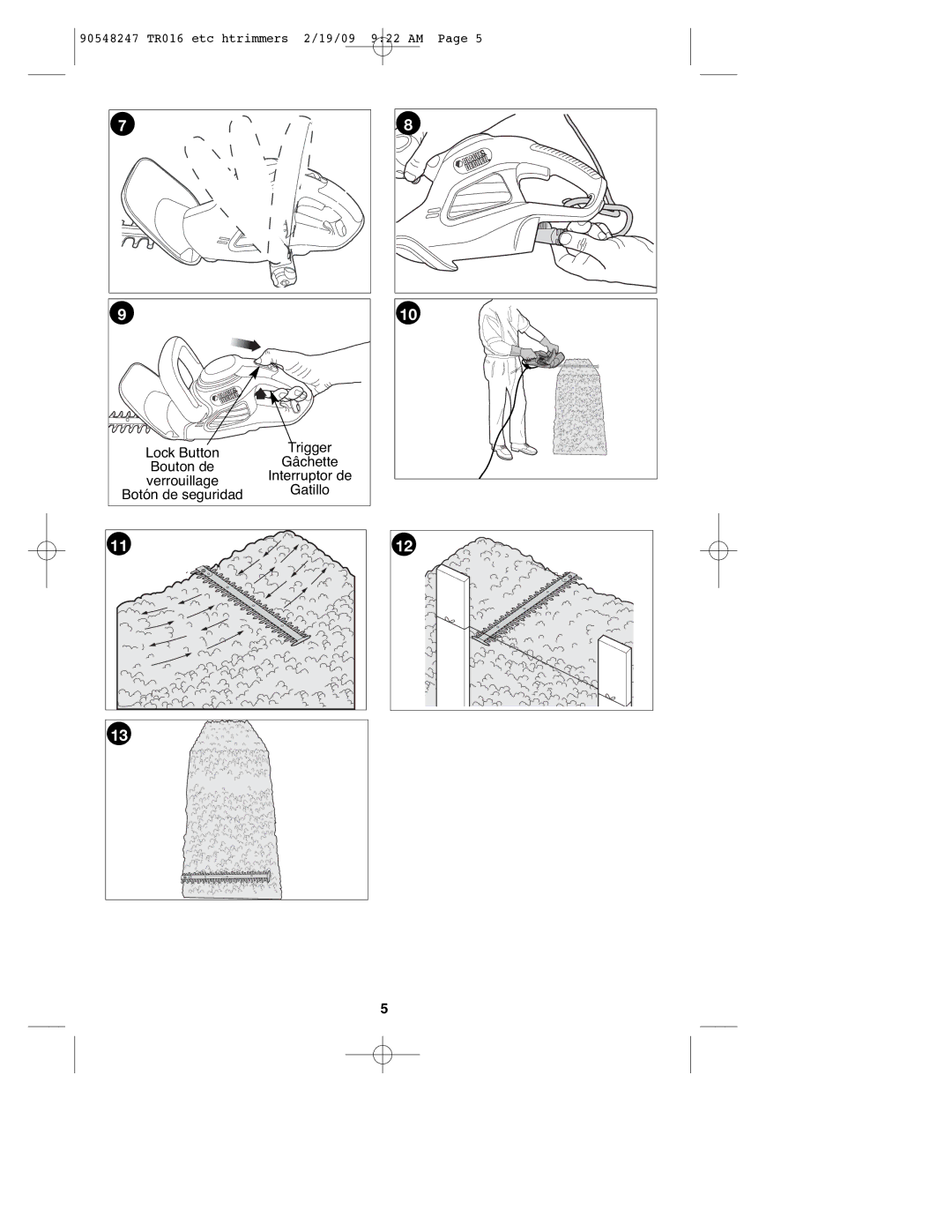 Black & Decker 90548247 instruction manual Gâchette 