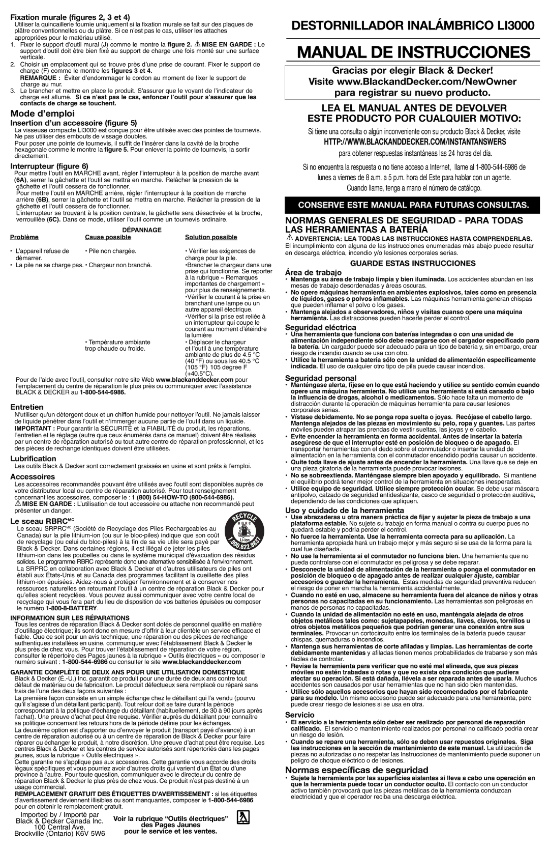 Black & Decker 90556291 Mode d’emploi, Normas específicas de seguridad, Cuando llame, tenga a mano el número de catálogo 