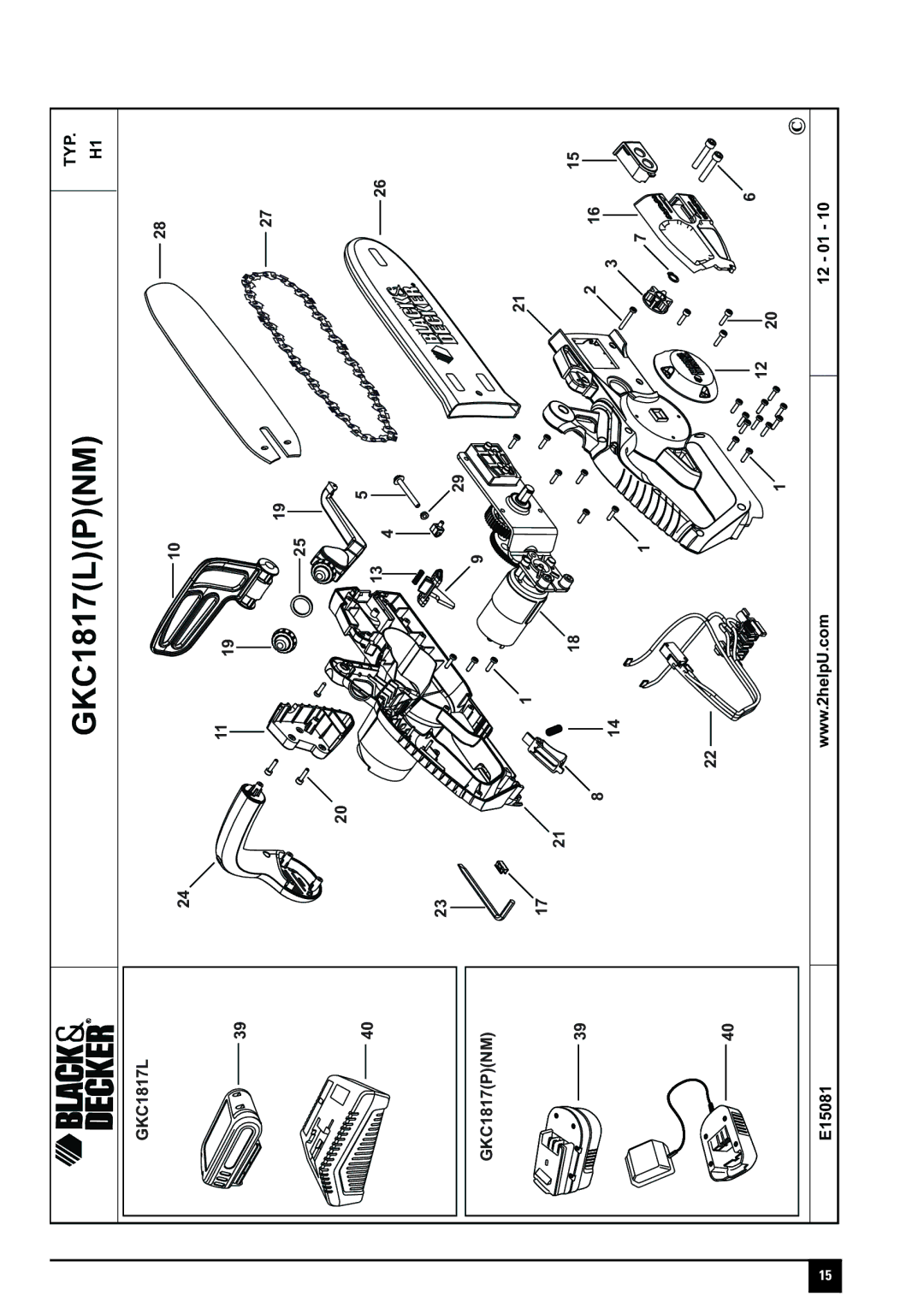 Black & Decker 90559281, GKC1817NM, GKC1817P manual GKC1817LPNM 