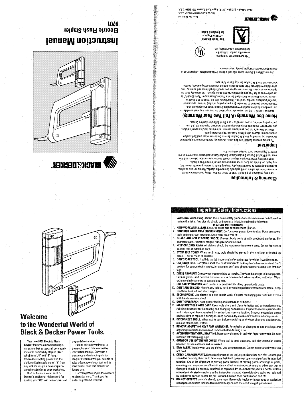 Black & Decker 9701 manual 