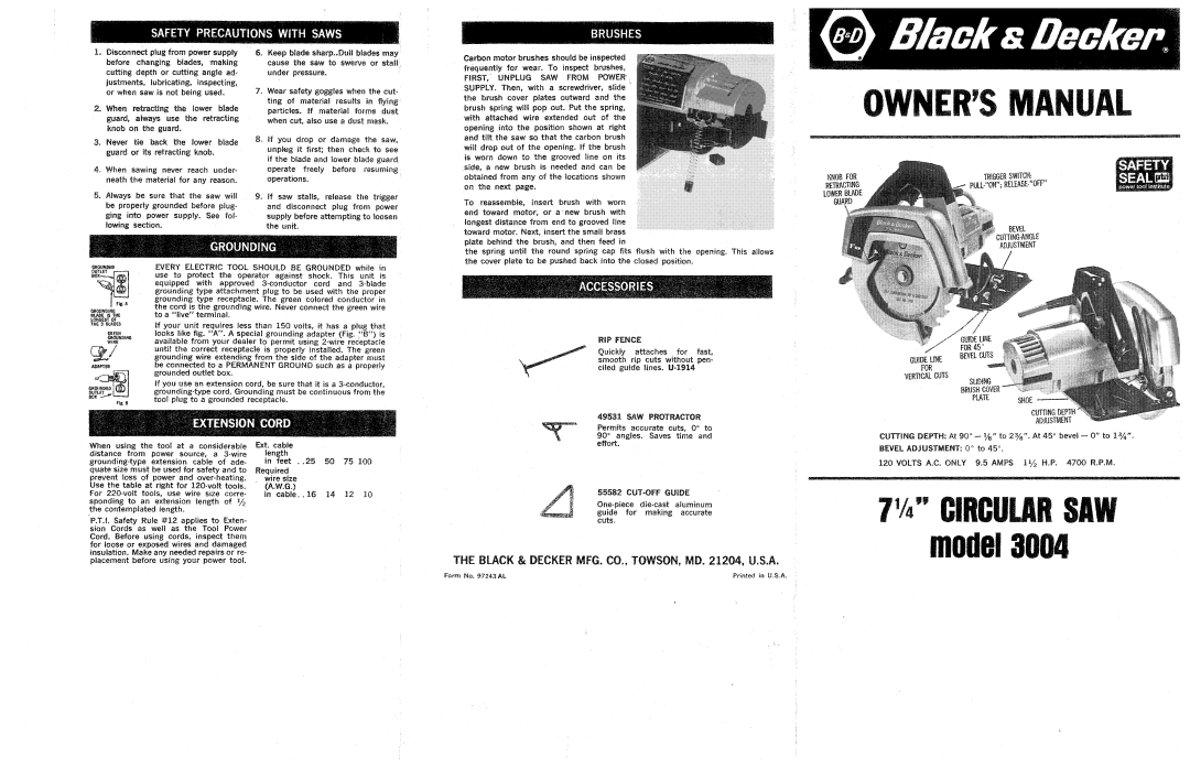 Black & Decker 3004, 97243 AL manual 