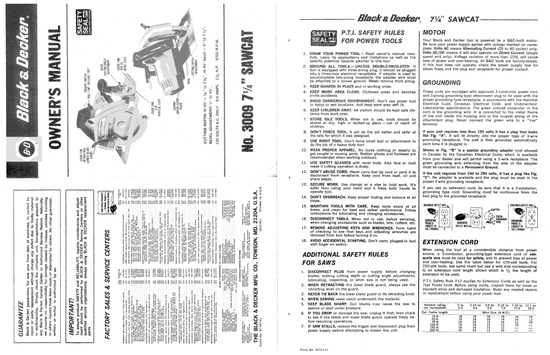 Black & Decker 3009, 97747-01 manual 