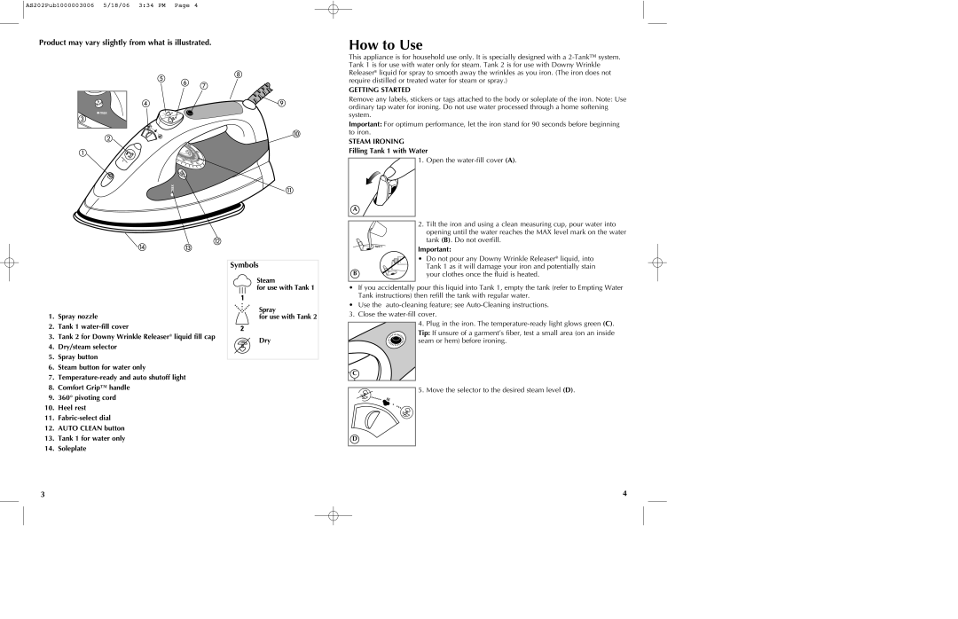 Black & Decker AS202 manual How to Use, Product may vary slightly from what is illustrated, Symbols, Getting Started 