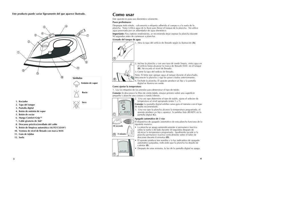 Black & Decker AS800 manual Como usar, Símbolos 