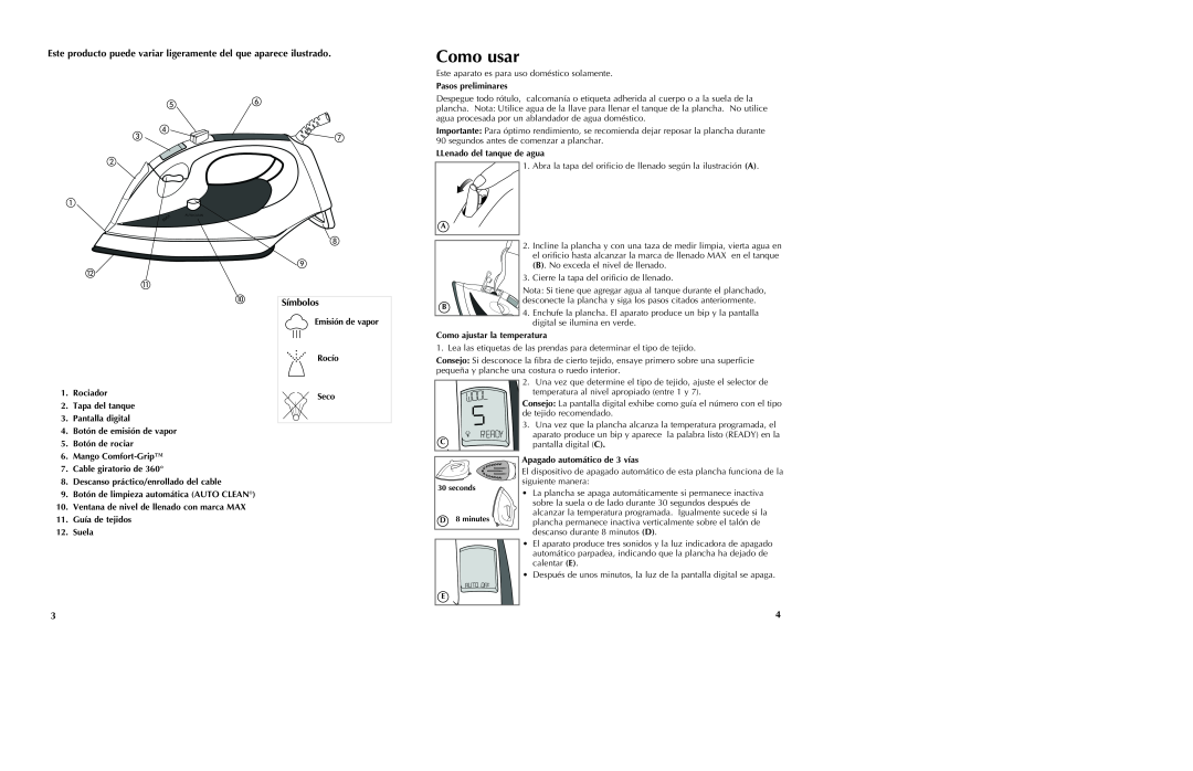 Black & Decker AS800 manual Como usar, Este producto puede variar ligeramente del que aparece ilustrado, Símbolos 