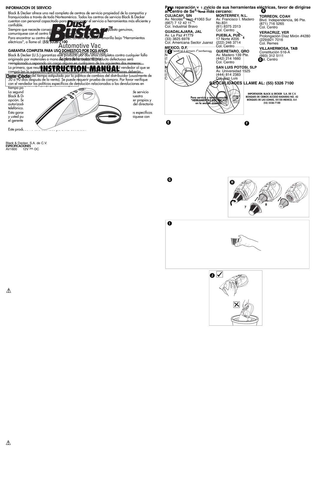 Black & Decker AV1600 Culiacan, Sin Monterrey, N.L, Guadalajara, Jal, Puebla, Pue, Mexico, D.F, Queretaro, Qro 