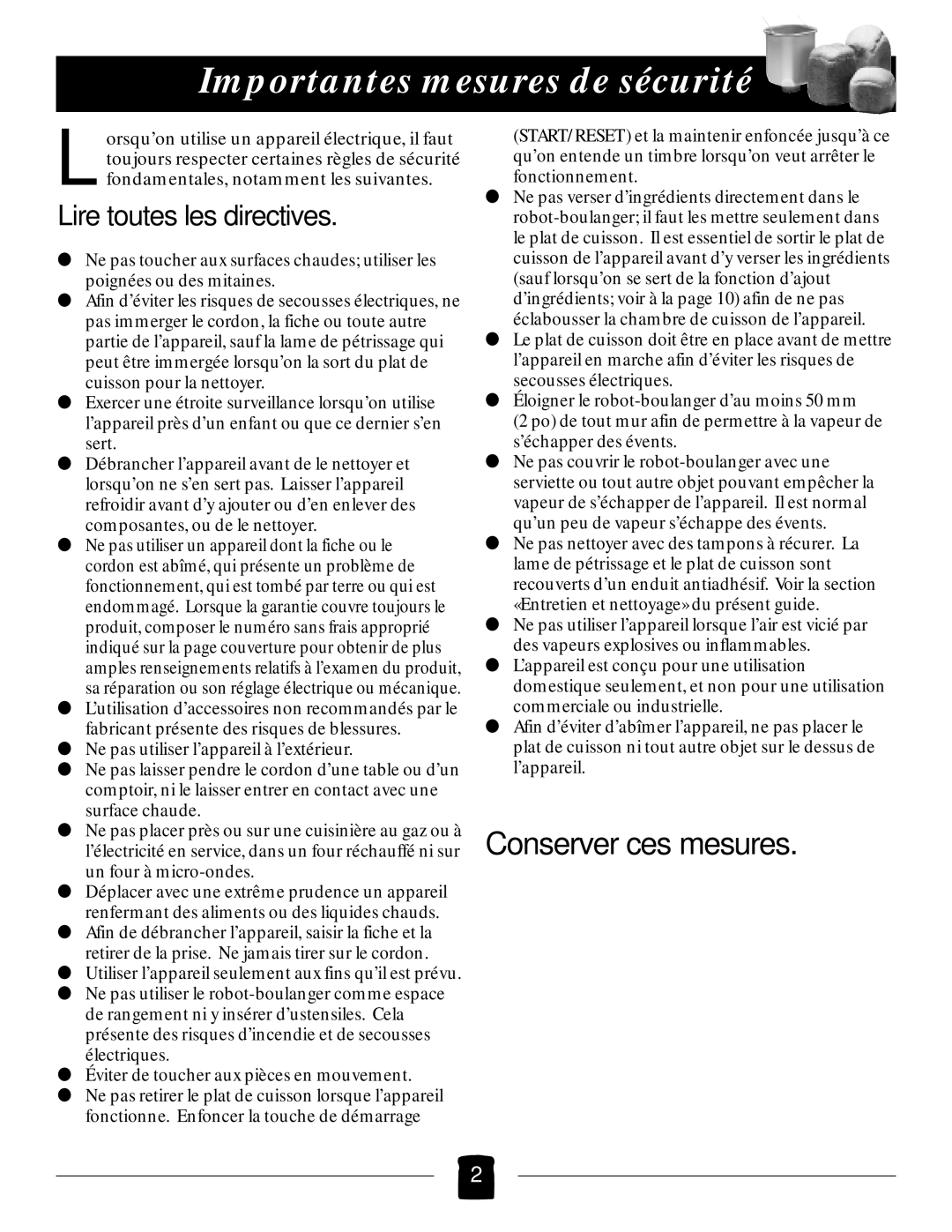 Black & Decker B1650 manual Importantes mesures de sécurité, Lire toutes les directives 