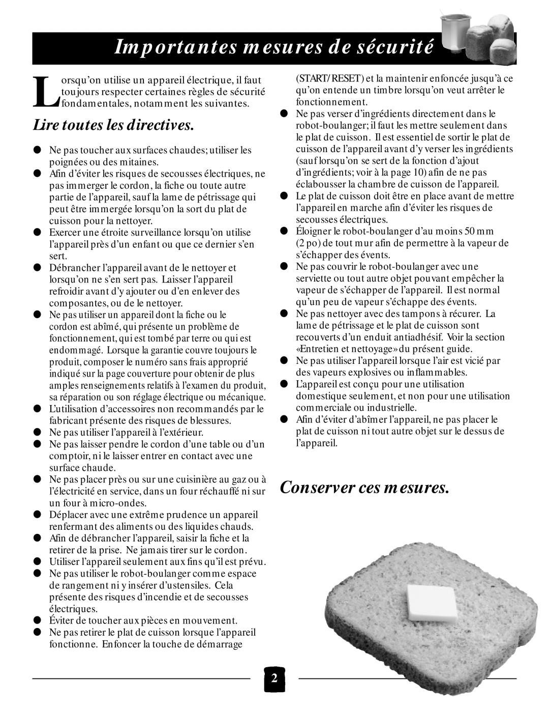 Black & Decker B1650 manual Importantes mesures de sécurité, Lire toutes les directives, Conserver ces mesures 
