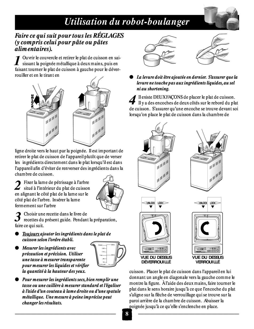 Black & Decker B1650 manual Utilisation du robot-boulanger, Choisir une recette dans le livre de 