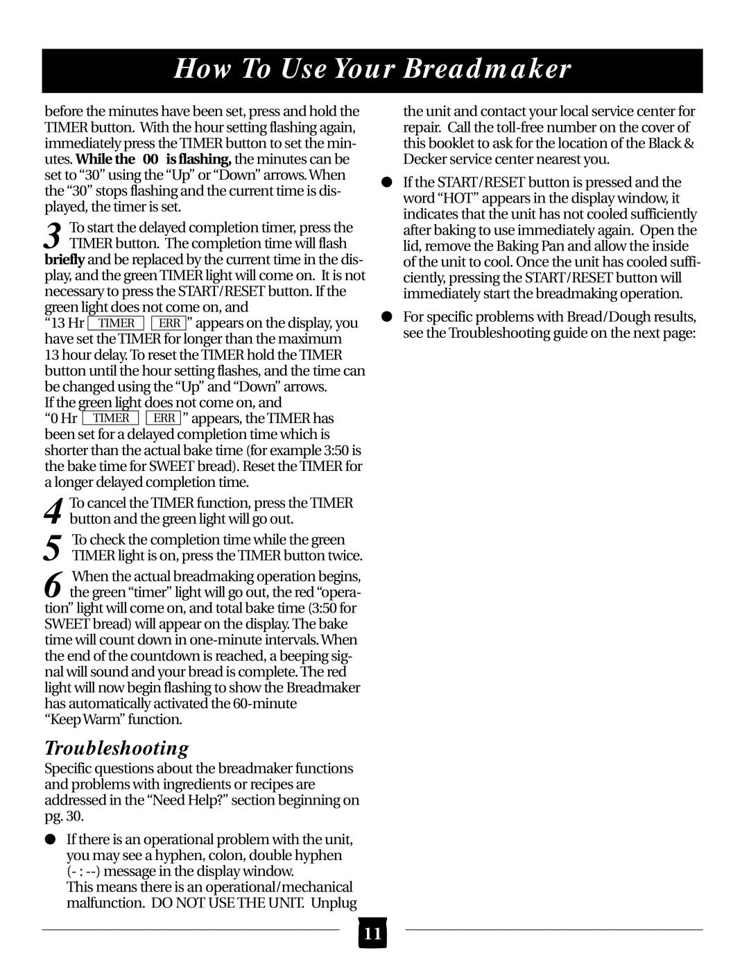 Black & Decker B2000 operating instructions Troubleshooting 